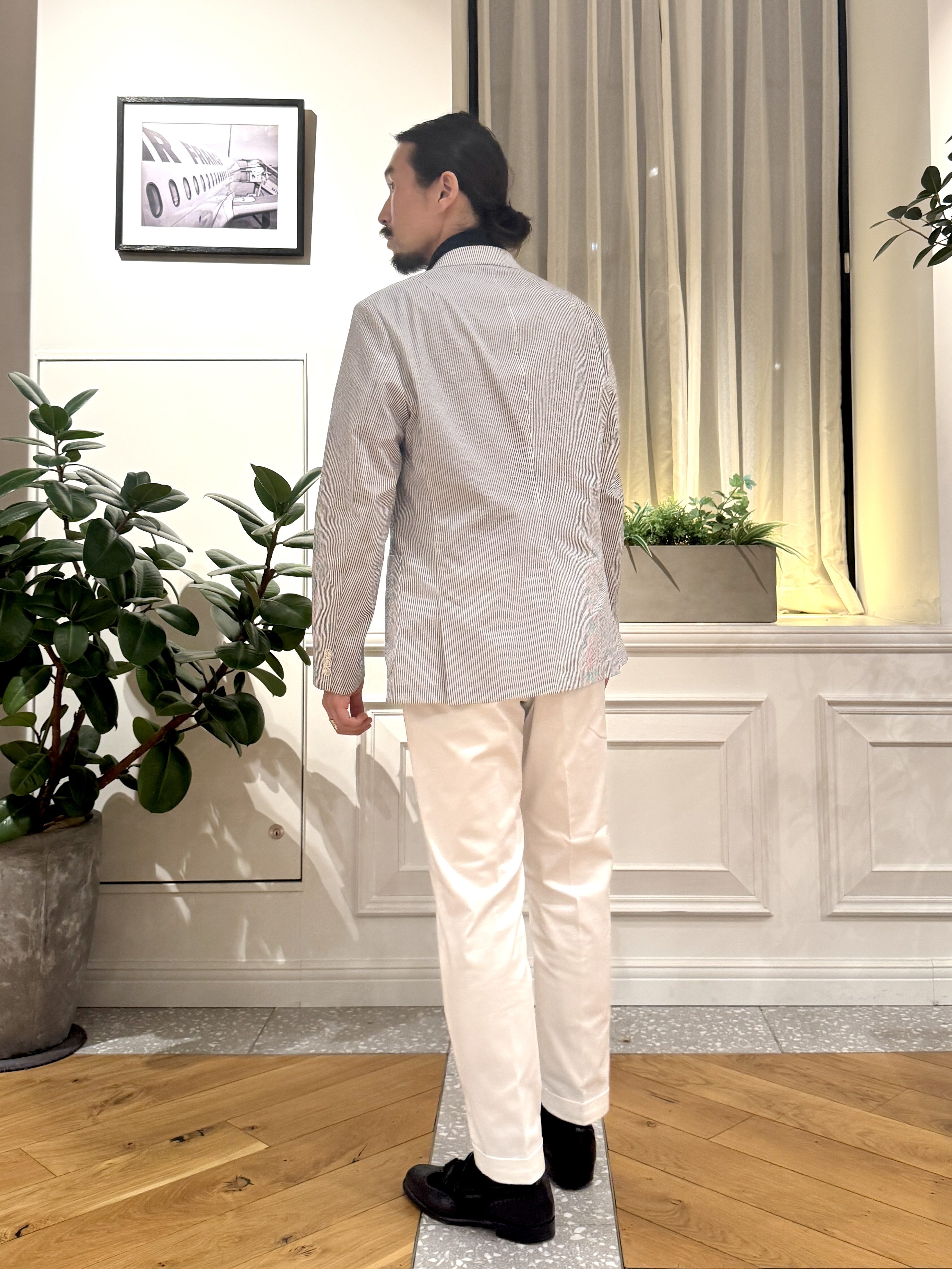 kawarataniさんの「DRESSTERIOR｜【吸湿速乾/セットアップ可/ウォッシャブル】COOLMAX シアサッカー サマージャケット」を使ったコーディネート