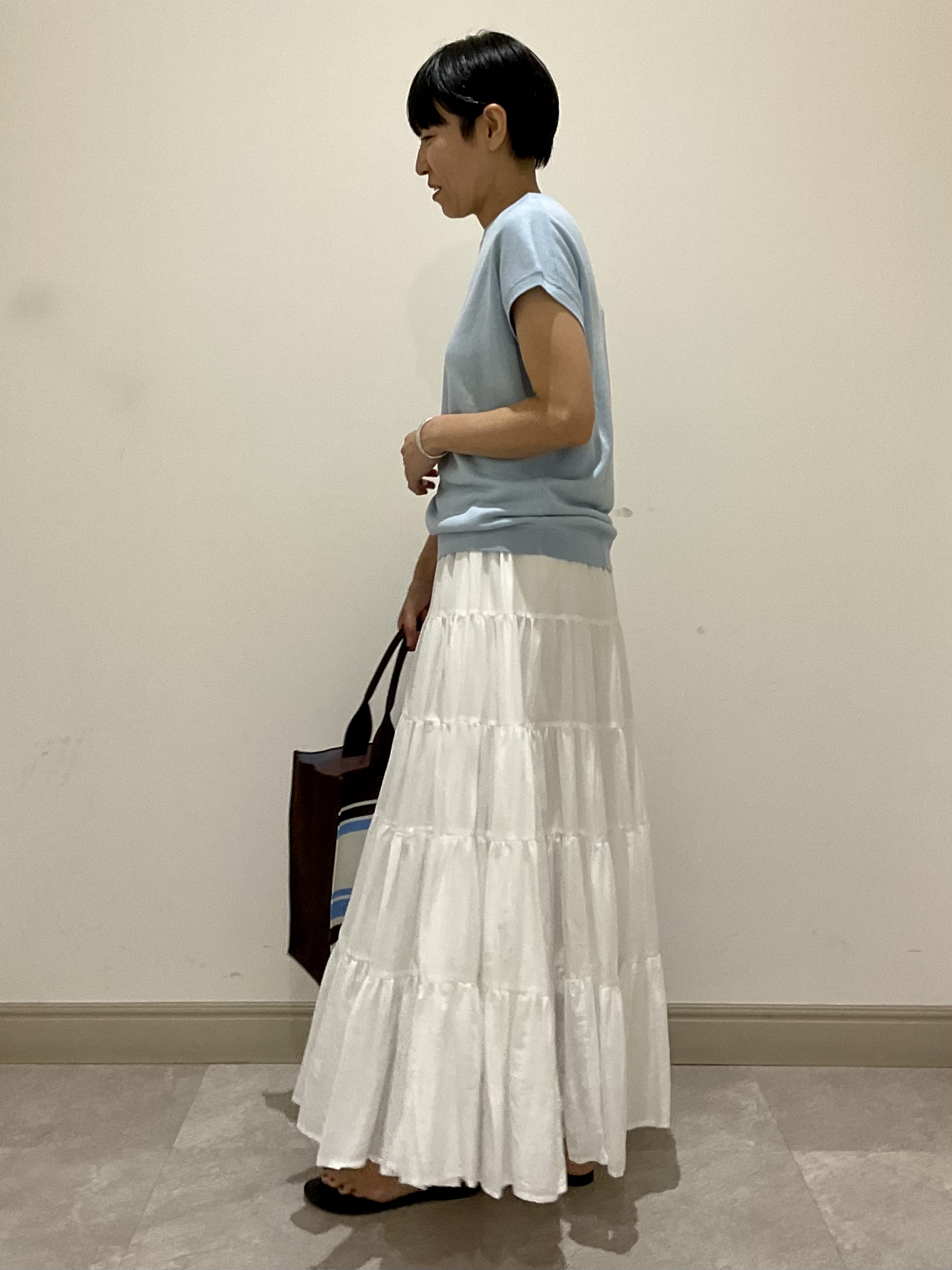OGATAさんの「DRESSTERIOR｜【ウォッシャブル／セットアップ可】リネン混裏毛フレンチプルオーバー」を使ったコーディネート