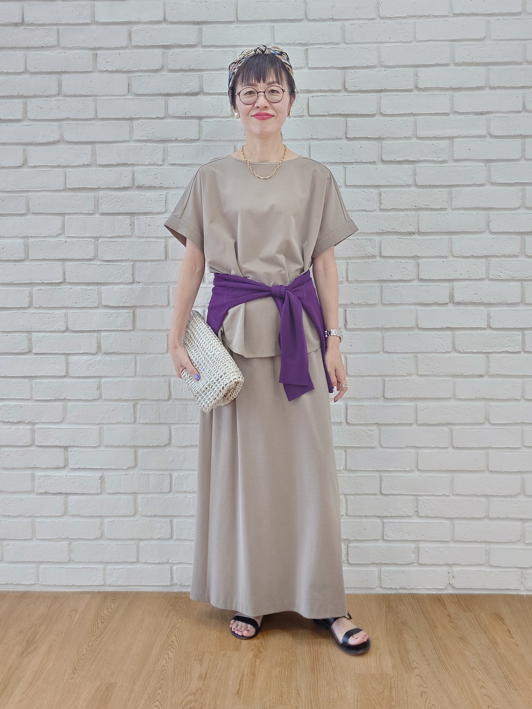 MUTSUKOさんの「UNTITLED｜メタリックメッシュフラットトート」を使ったコーディネート