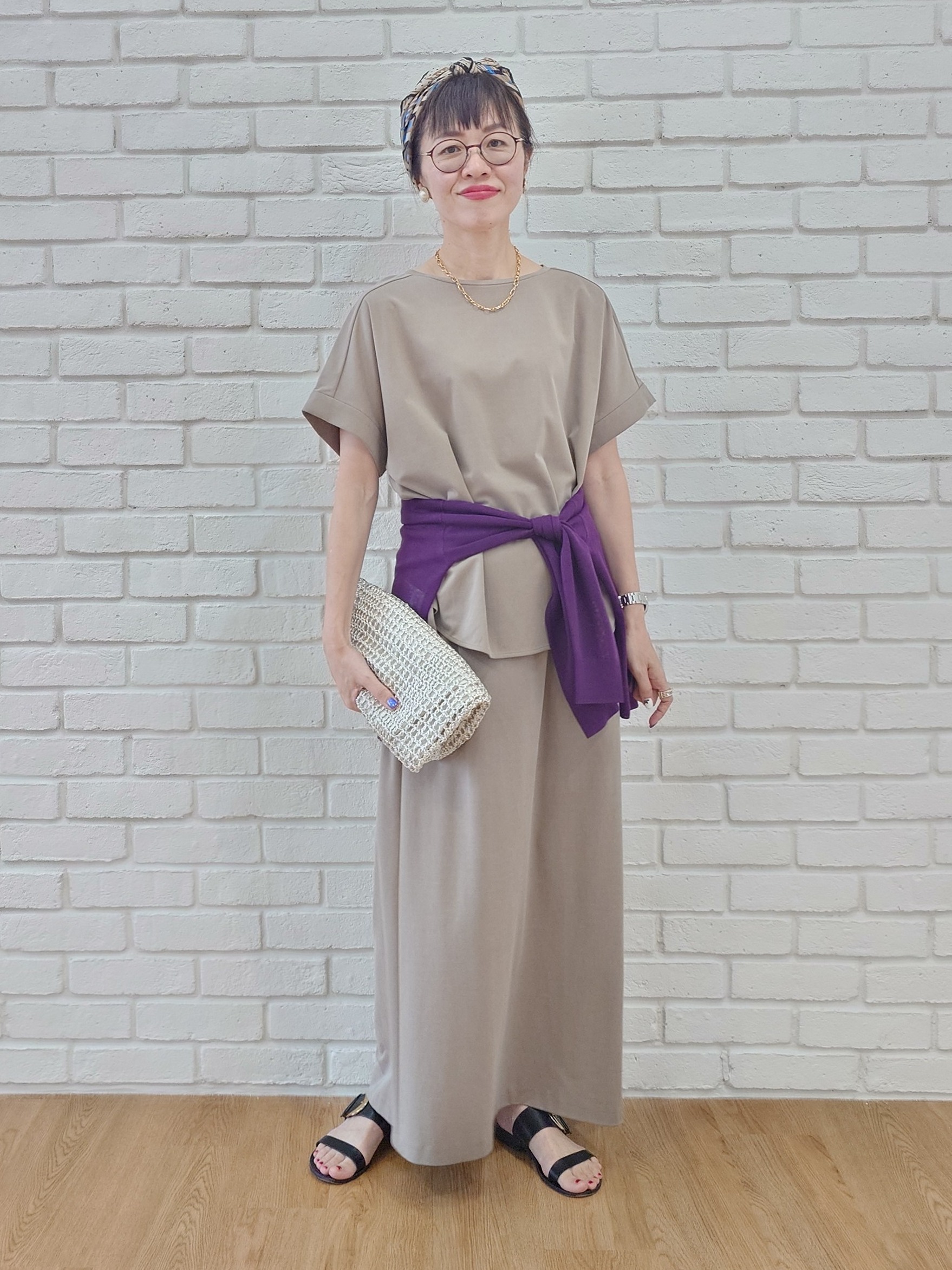 MUTSUKOさんの「UNTITLED｜メタリックメッシュフラットトート」を使ったコーディネート