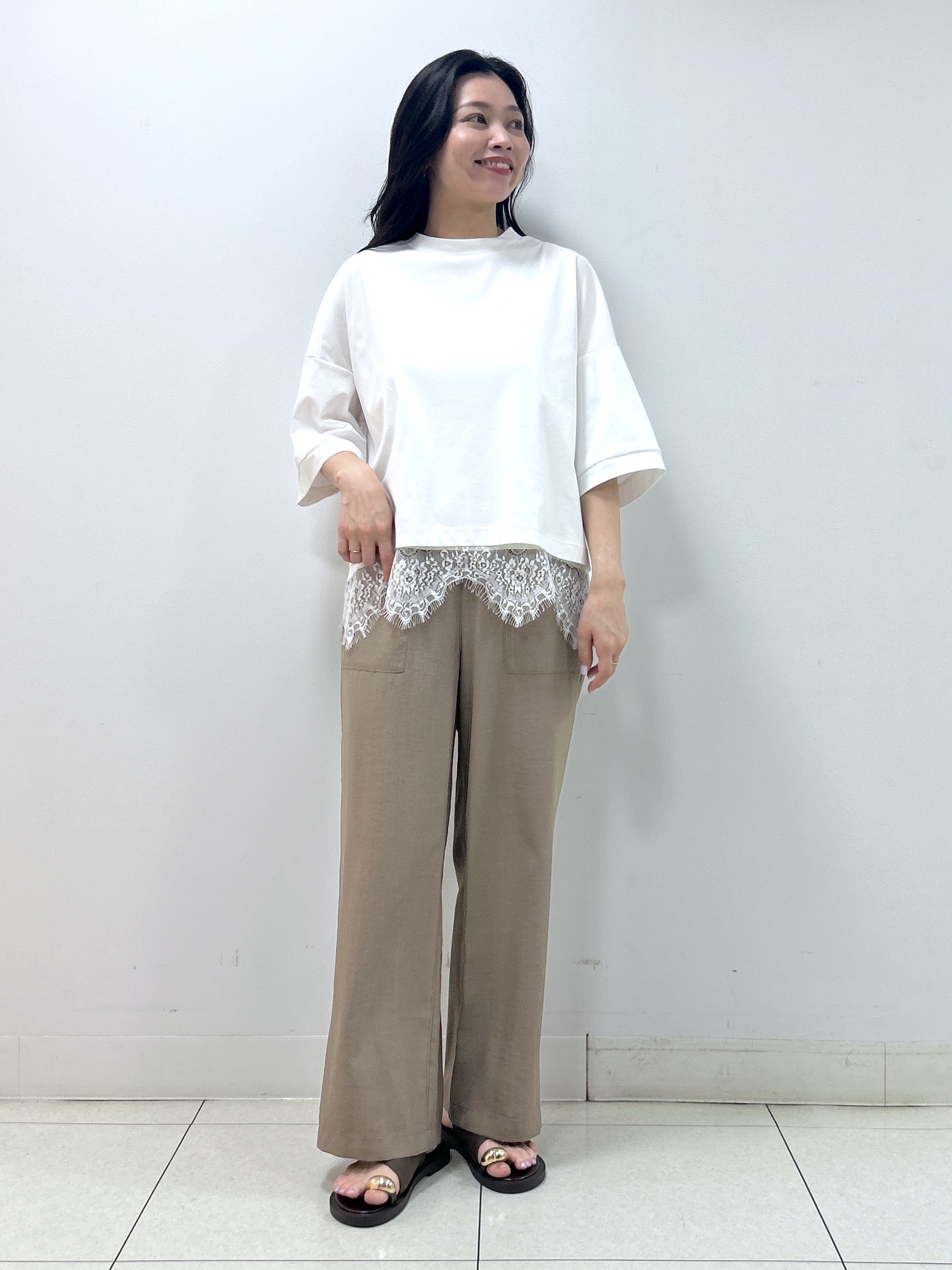 Kaiさんの「Dessin｜【新色追加/体型カバー】美光沢カットソーボクシーシルエット」を使ったコーディネート