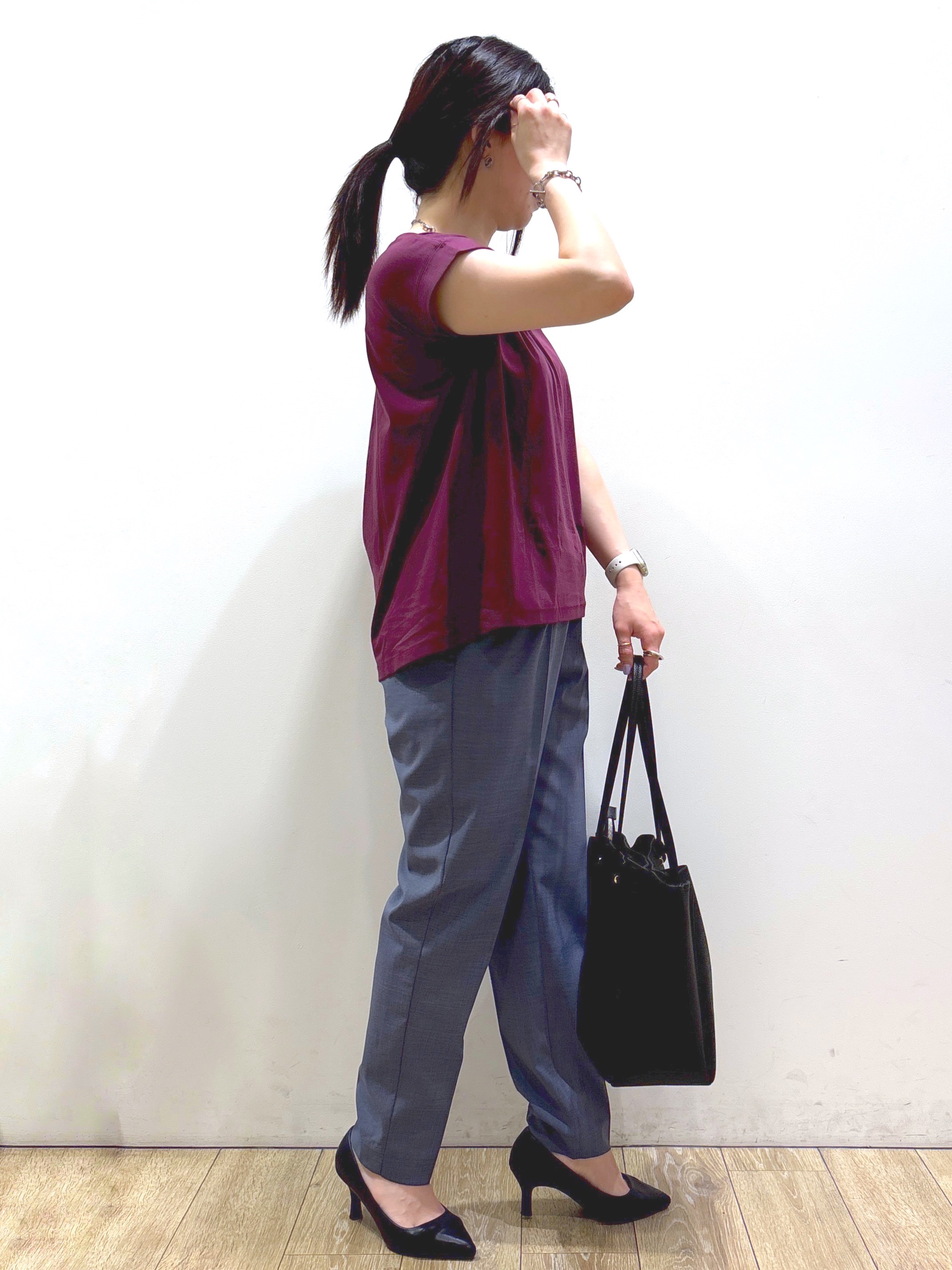 mameさんの「index｜【接触冷感／UV】ワンポイント刺繍Tシャツ《7col／XS~3L／洗濯機OK》」を使ったコーディネート