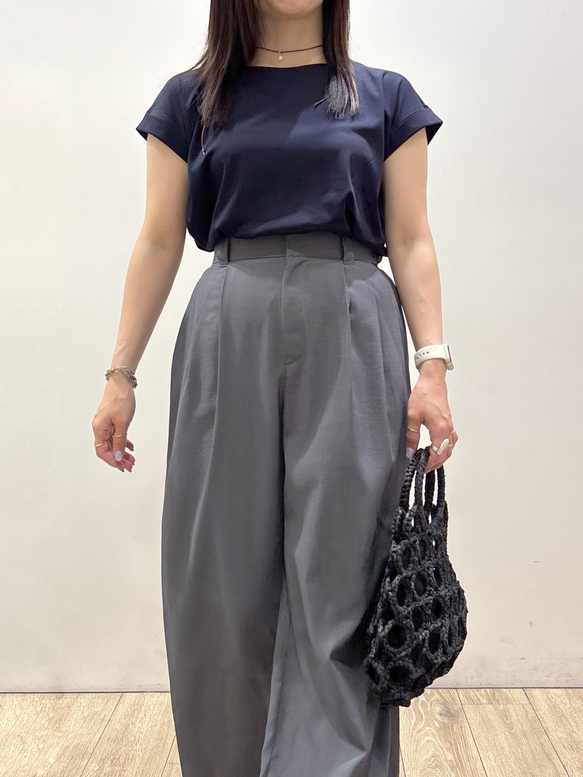 mameさんの「index｜【接触冷感／UV】ワンポイント刺繍Tシャツ《7col／XS~3L／洗濯機OK》」を使ったコーディネート