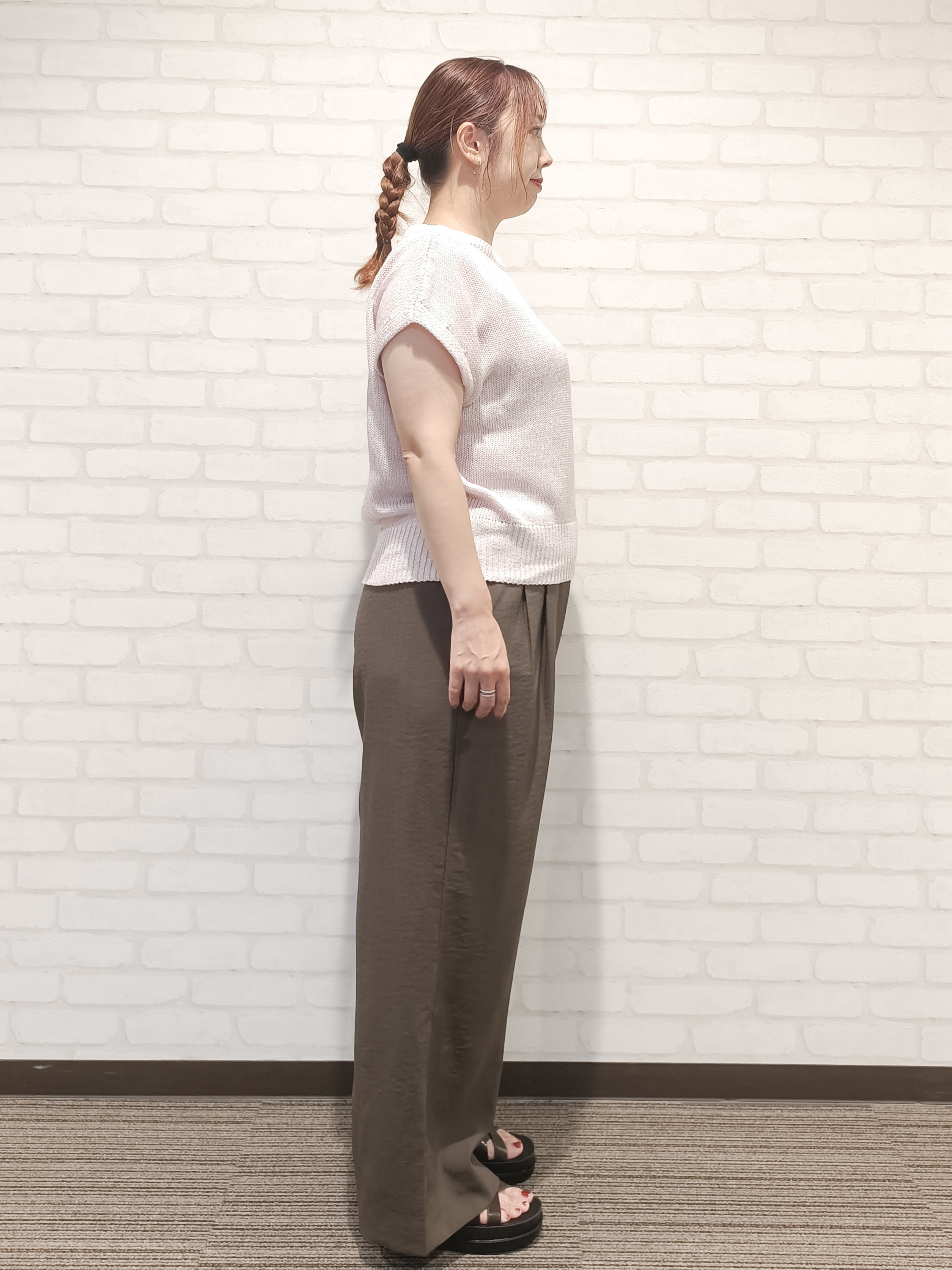 kaoriさんの「OPAQUE.CLIP｜ラメメッシュ フレンチスリーブニット【洗濯機OK】」を使ったコーディネート