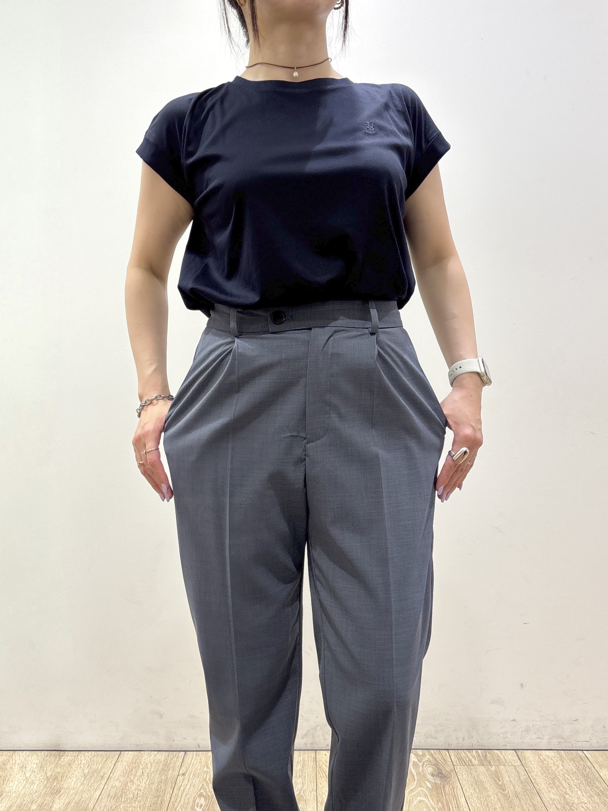 mameさんの「index｜《再入荷》ダブルブレストテーラードジャケット【接触冷感／吸水速乾／イージーアイロン／防シワ／洗濯機O」を使ったコーディネート