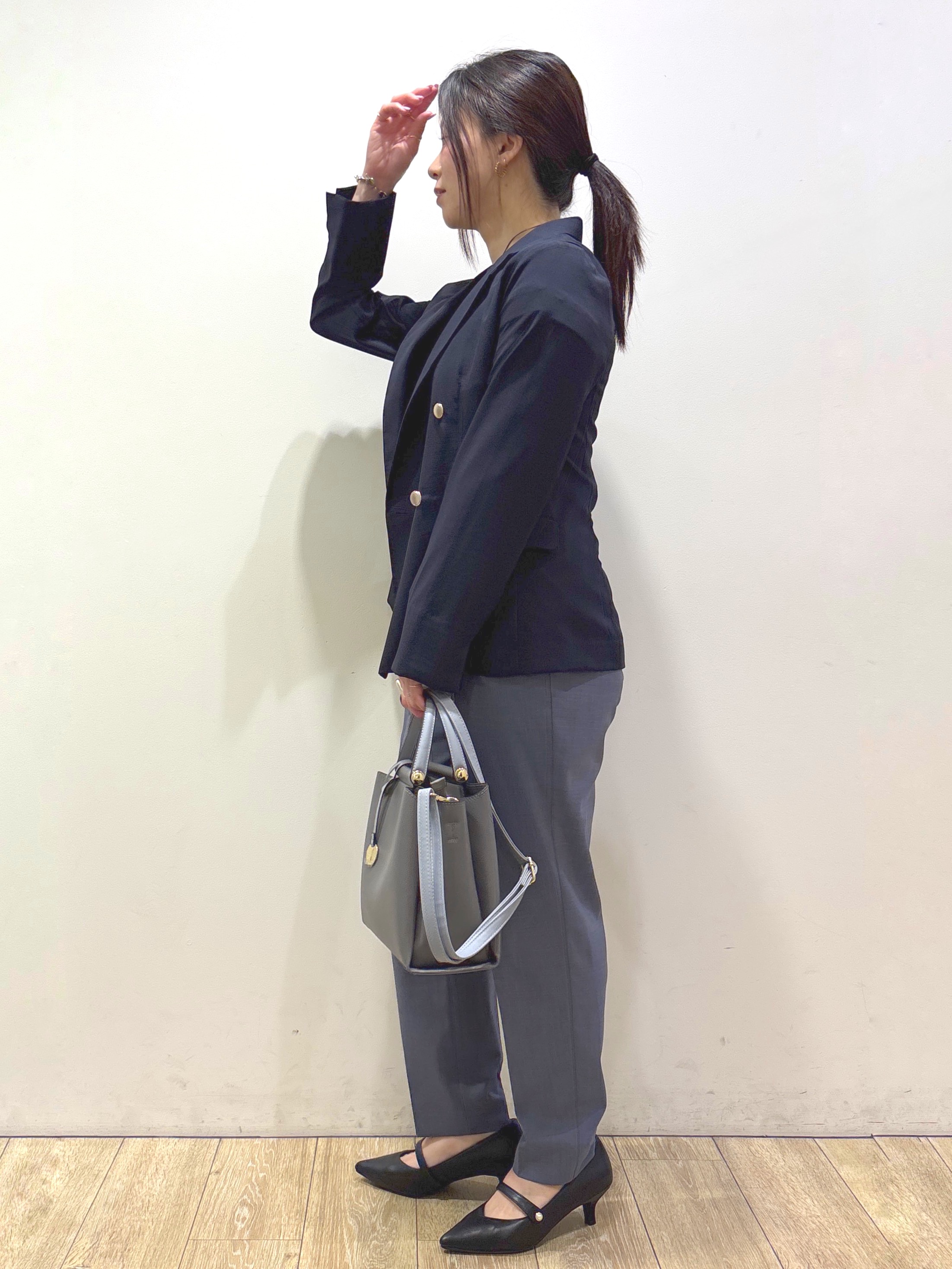 mameさんの「index｜《再入荷》ダブルブレストテーラードジャケット【接触冷感／吸水速乾／イージーアイロン／防シワ／洗濯機O」を使ったコーディネート