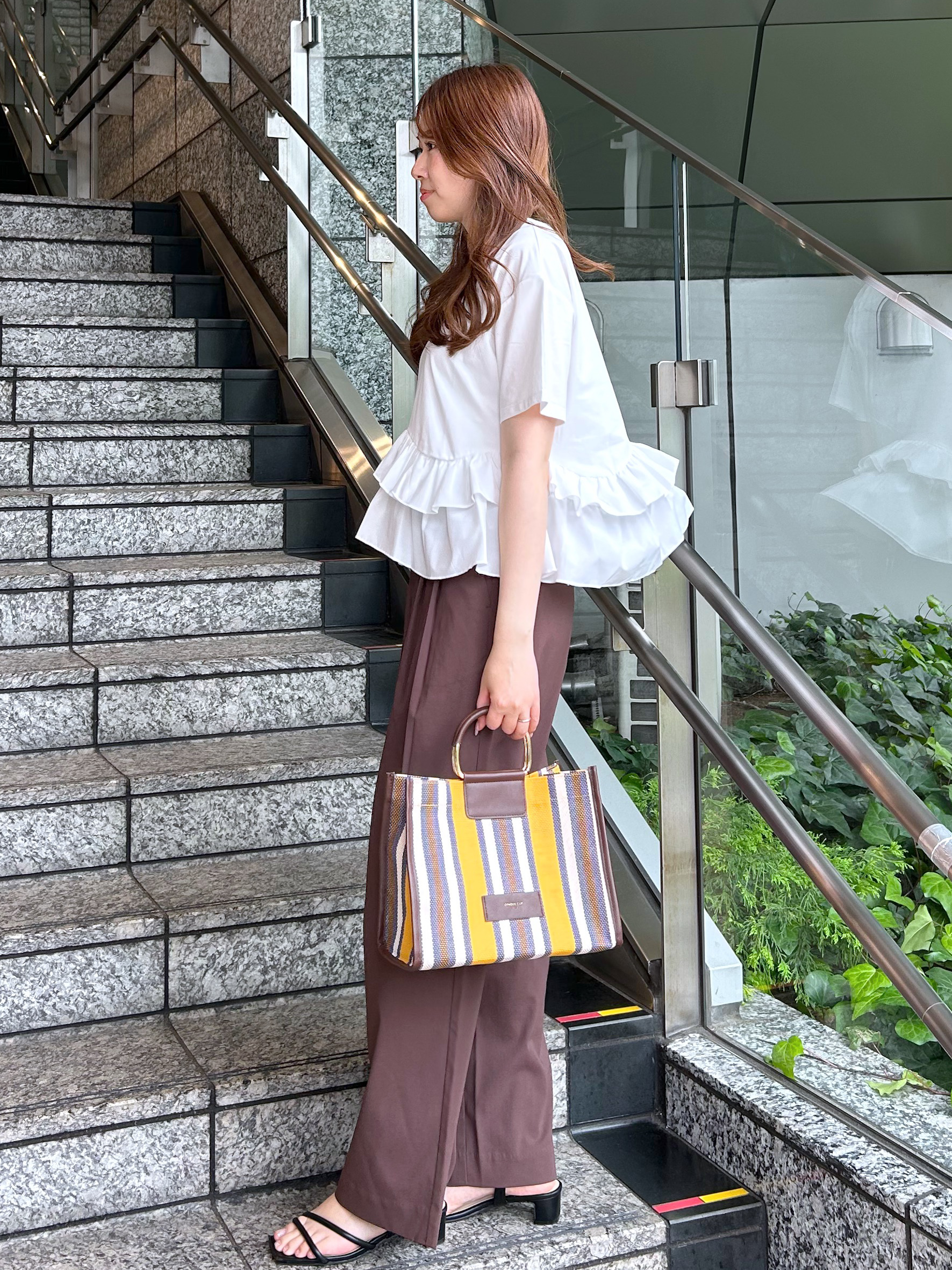 Risaさんの「OPAQUE.CLIP｜裾フリルドッキングTシャツ【洗濯機OK】」を使ったコーディネート