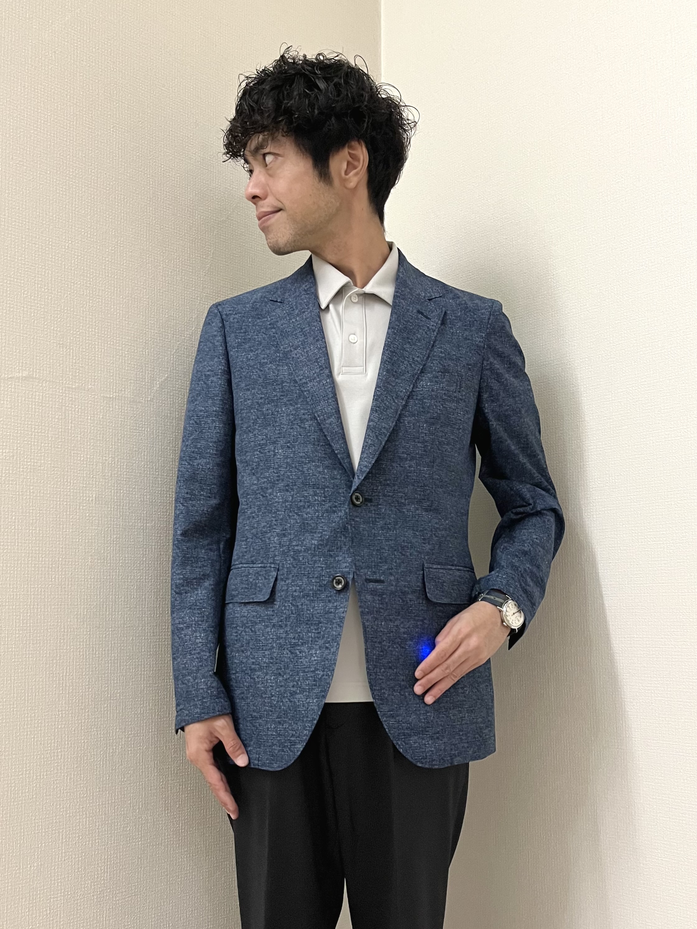 URAさんの「TAKEO KIKUCHI｜【抗菌防臭】COOL DOTS（R）ドビープリント ジャケット」を使ったコーディネート