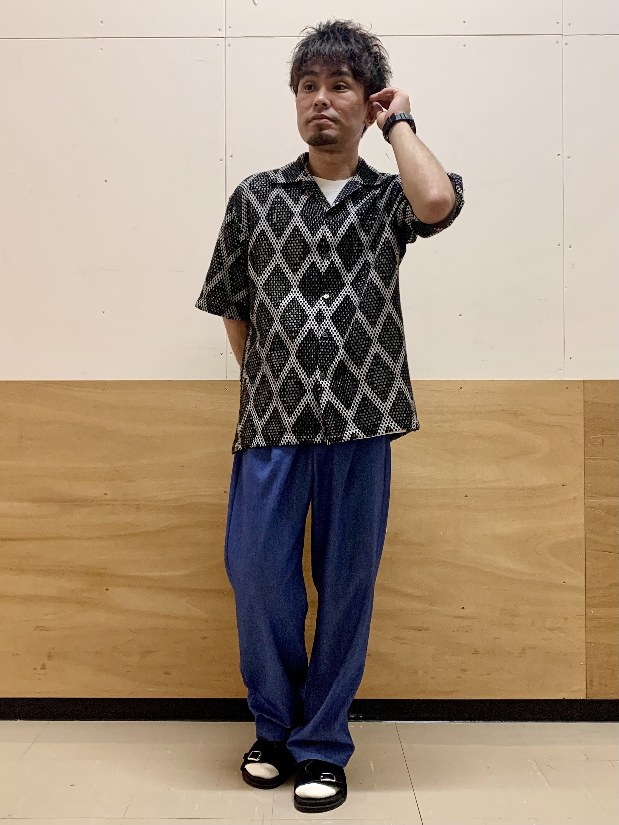 MATUさんの「THE SHOP TK｜アーガイル柄 レース半袖シャツ 洗濯機OK」を使ったコーディネート