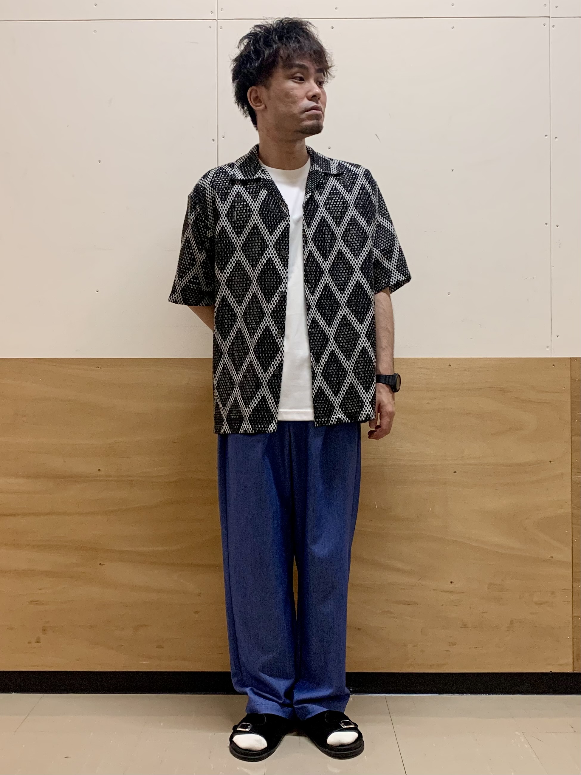 MATUさんの「THE SHOP TK｜アーガイル柄 レース半袖シャツ 洗濯機OK」を使ったコーディネート