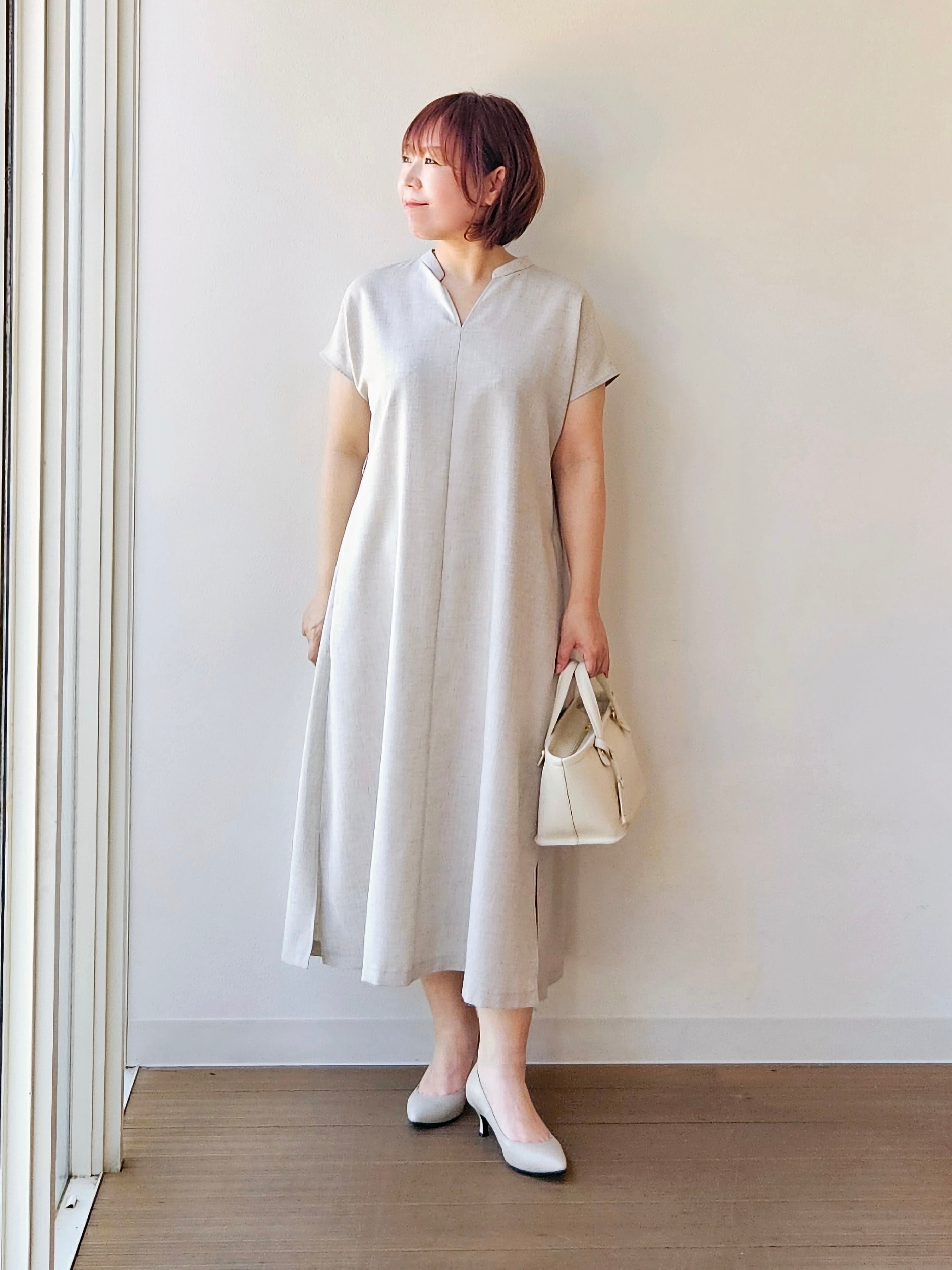 やじまさんの「UNTITLED｜【UV/接触冷感/遮熱/通気性】スラブバンドカラーワンピース」を使ったコーディネート