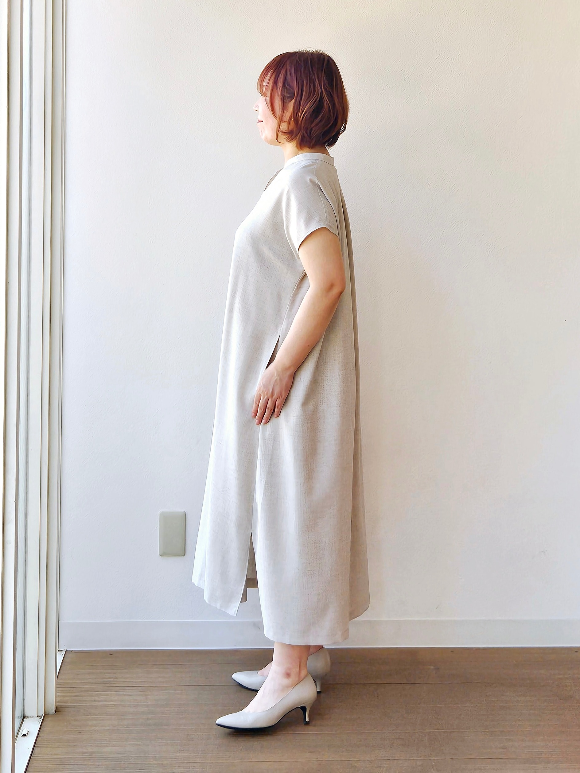 やじまさんの「UNTITLED｜【UV/接触冷感/遮熱/通気性】スラブバンドカラーワンピース」を使ったコーディネート