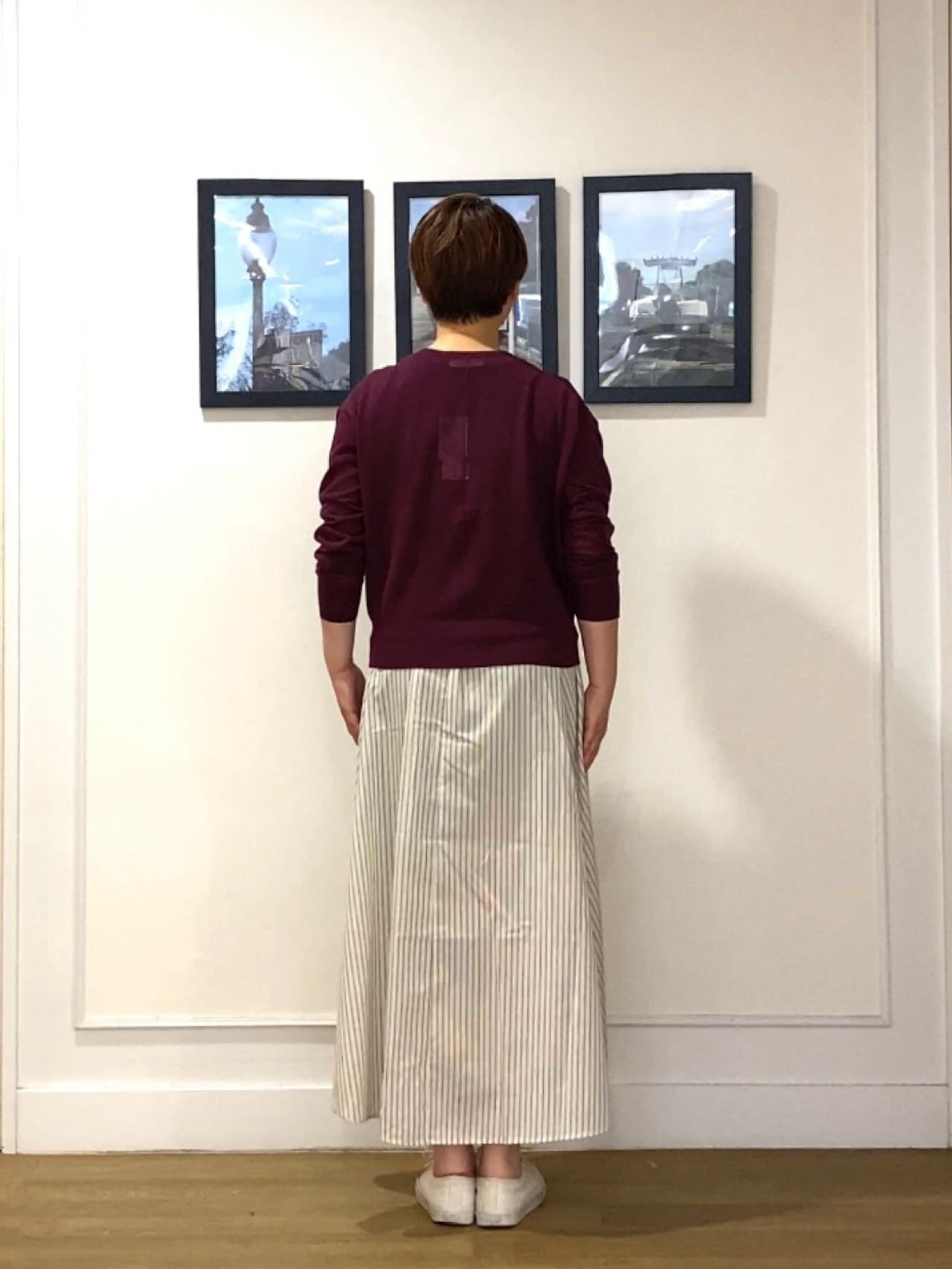 Hiroさんの「Dessin｜【セットアップ可/洗える】先染めストライプフレアスカート」を使ったコーディネート
