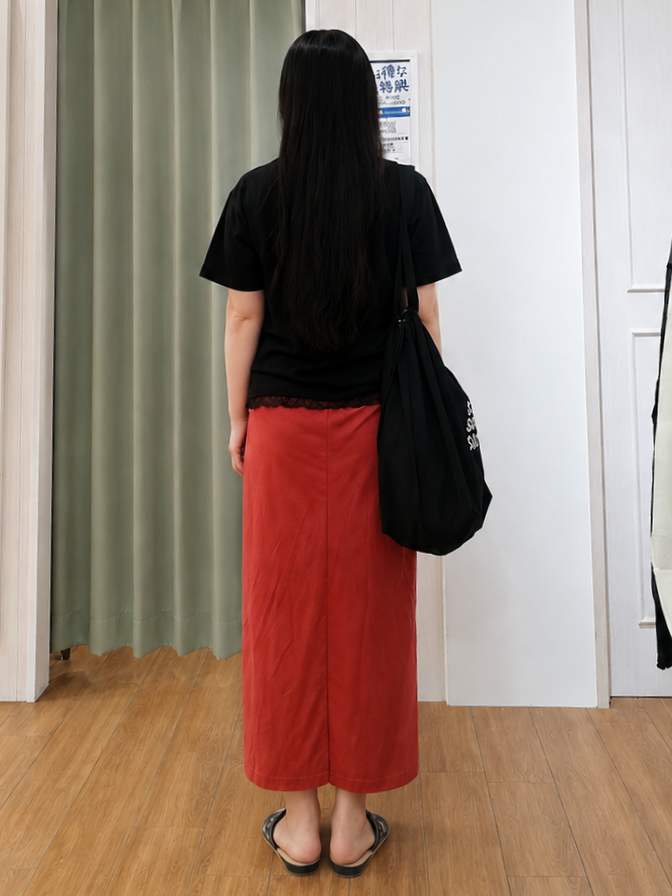 あきなさんの「SHOO･LA･RUE｜【ひんやり/S-LL/洗濯機可】こなれカジュアルに やわらか ベイカー風ナロースカート」を使ったコーディネート