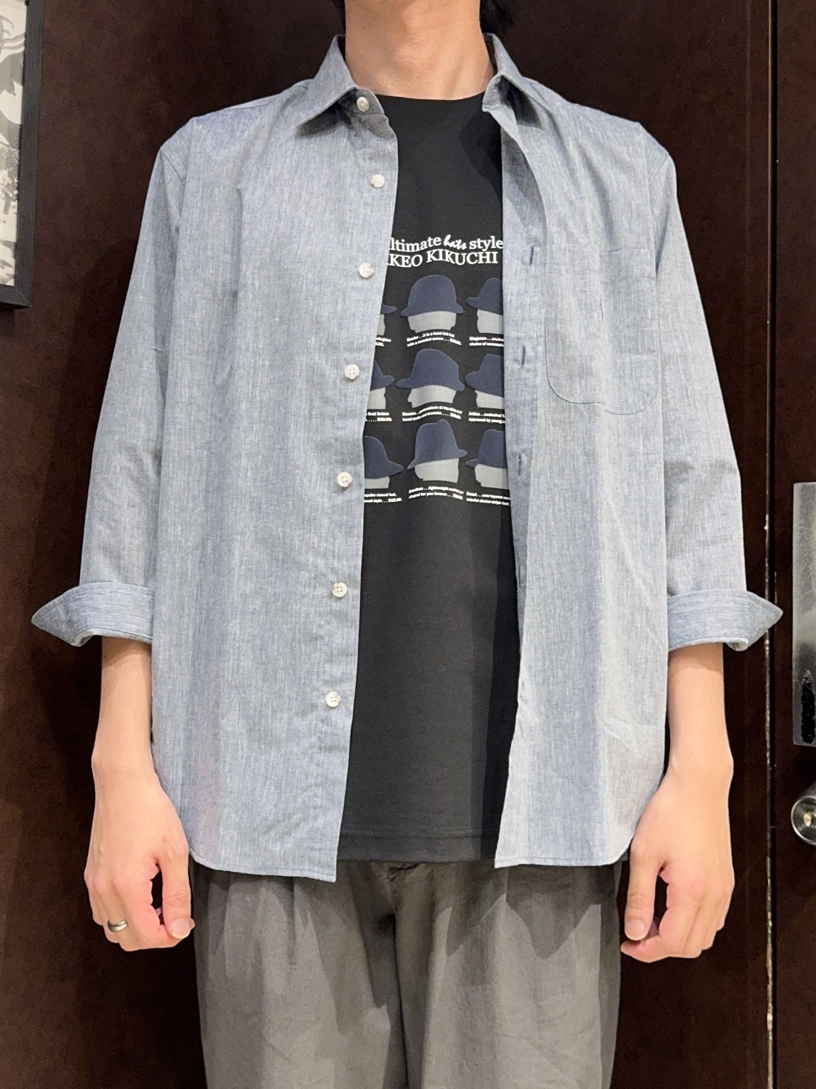 shuheiさんの「TAKEO KIKUCHI｜【接触冷感】ハイブリッド リネン 七分袖シャツ」を使ったコーディネート