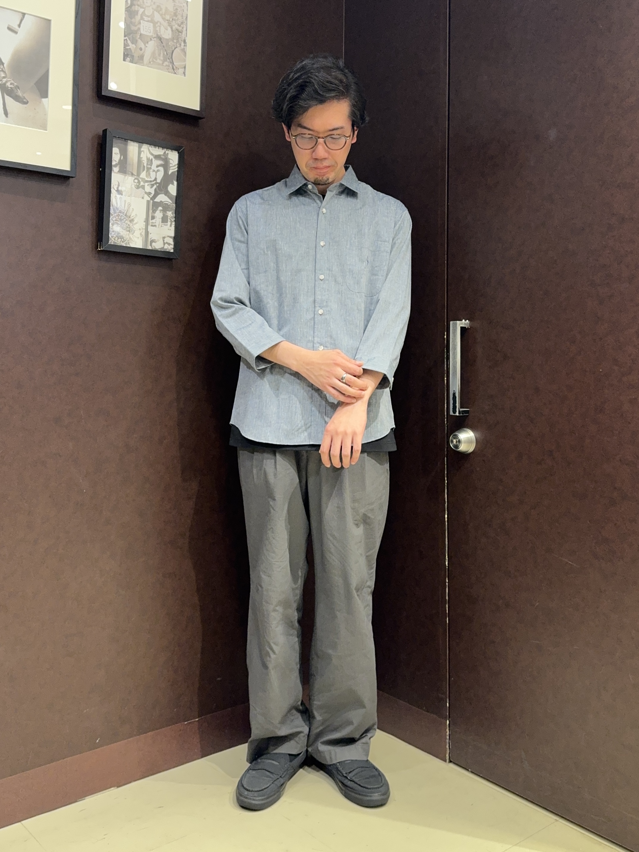 shuheiさんの「TAKEO KIKUCHI｜【接触冷感】ハイブリッド リネン 七分袖シャツ」を使ったコーディネート