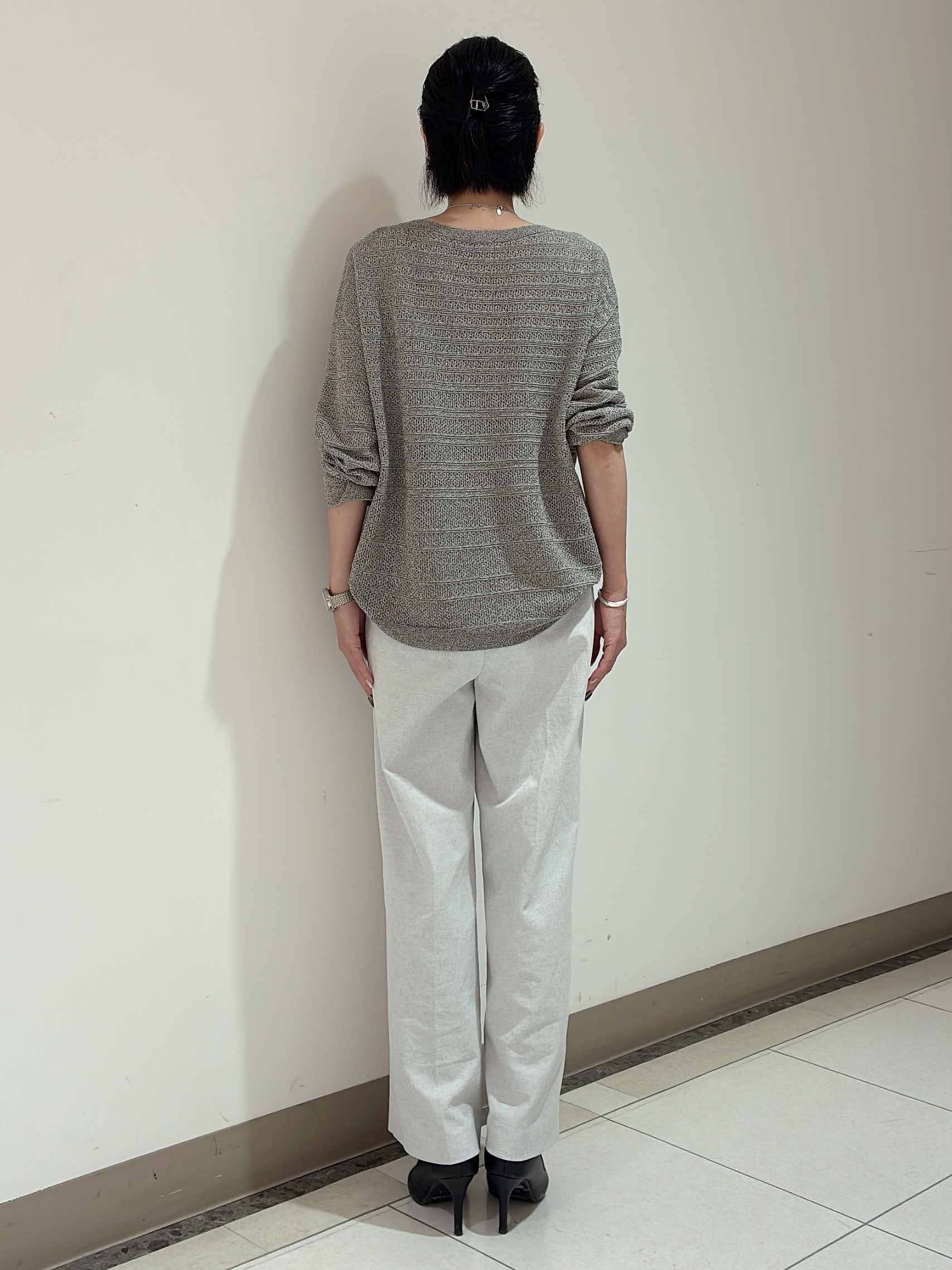 環さんの「UNTITLED｜メッシュ柄ボーダーニット」を使ったコーディネート