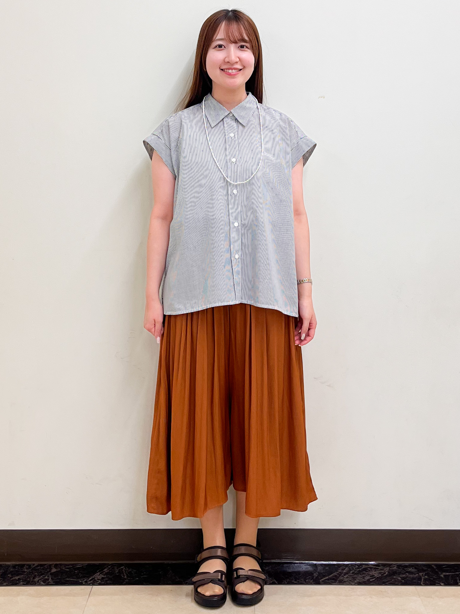 mikikoさんの「Reflect｜【接触冷感】フレンチスリーブシャツブラウス」を使ったコーディネート