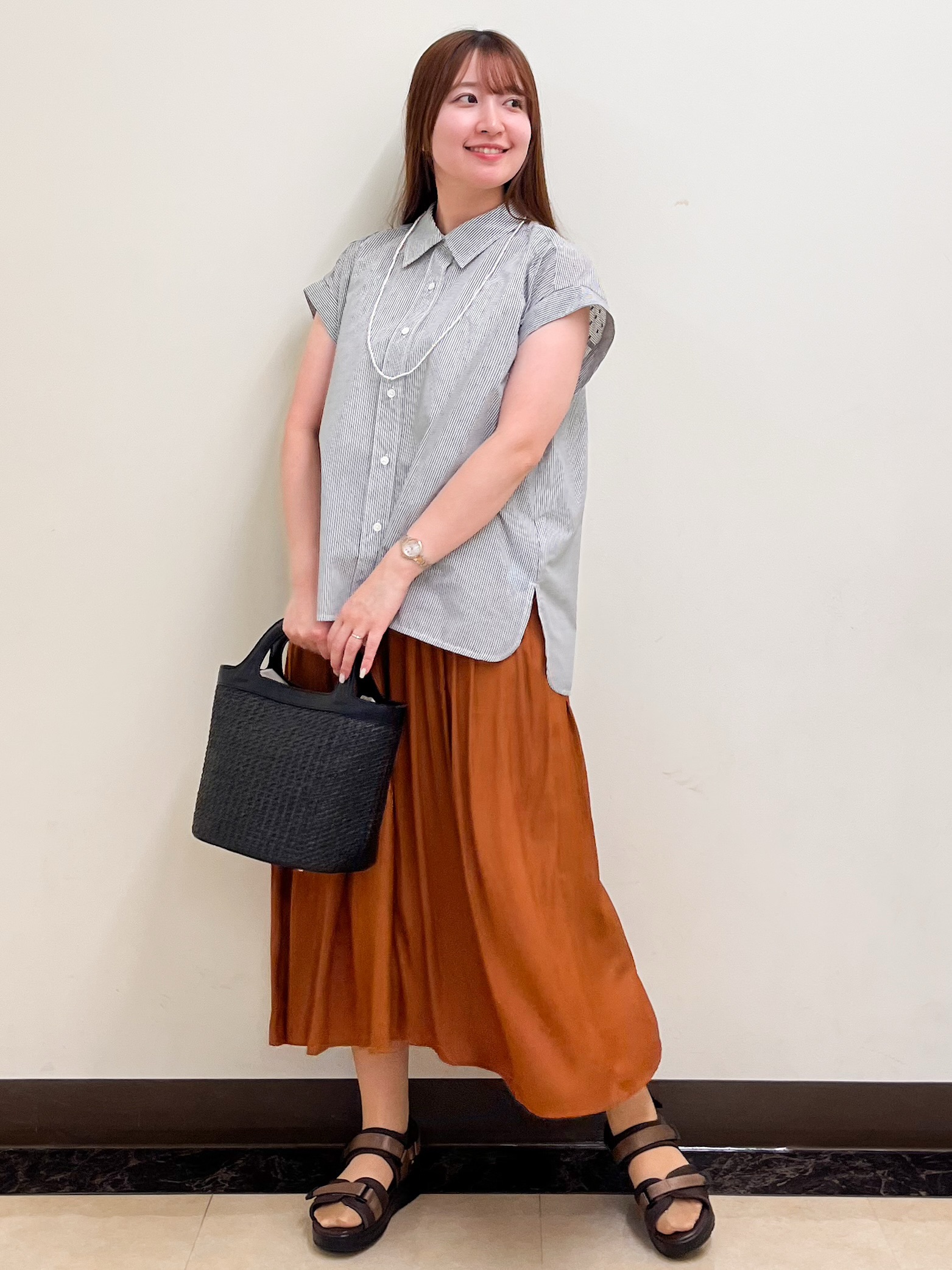 mikikoさんの「Reflect｜【接触冷感】フレンチスリーブシャツブラウス」を使ったコーディネート