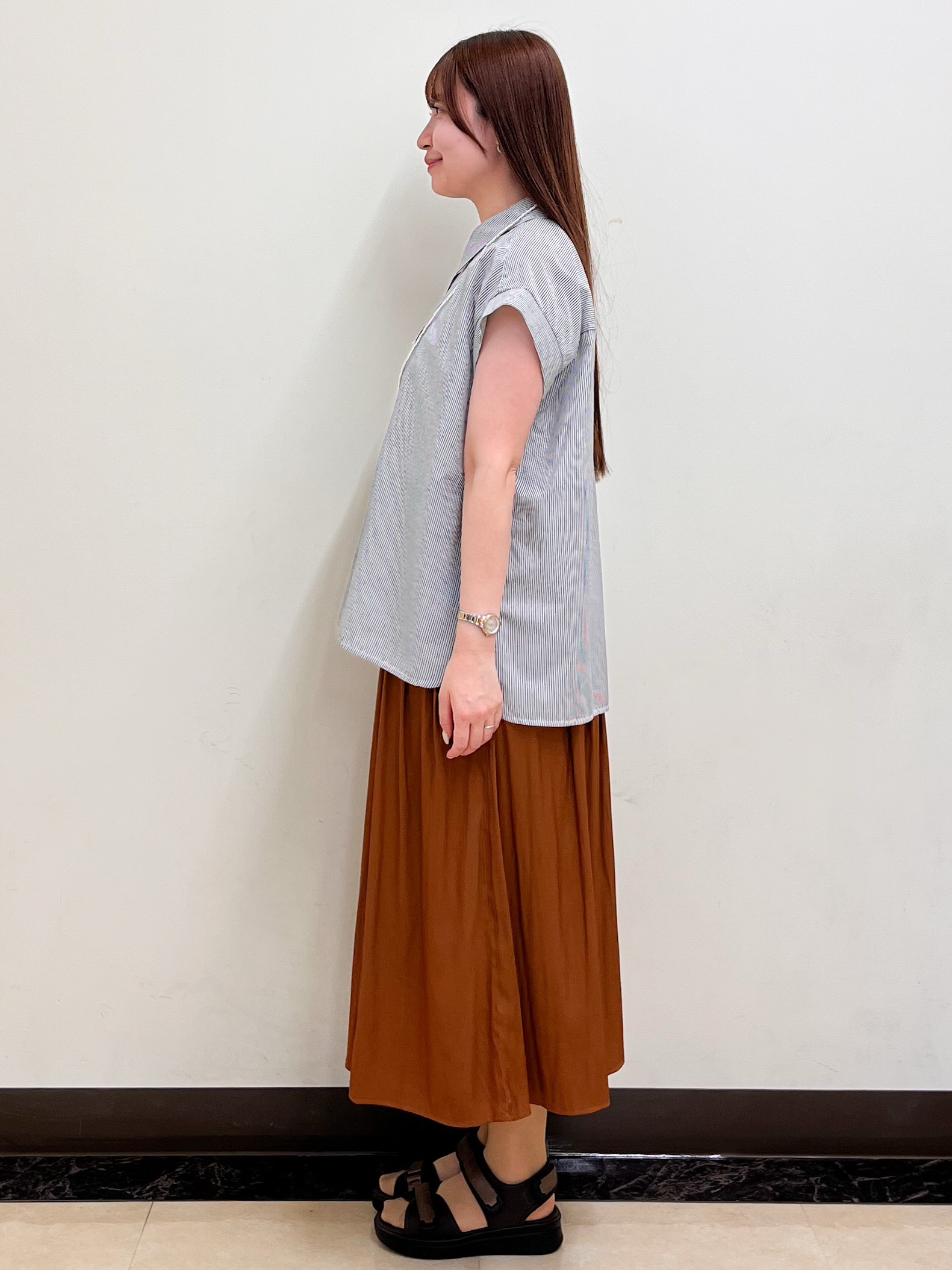 mikikoさんの「Reflect｜【接触冷感】フレンチスリーブシャツブラウス」を使ったコーディネート