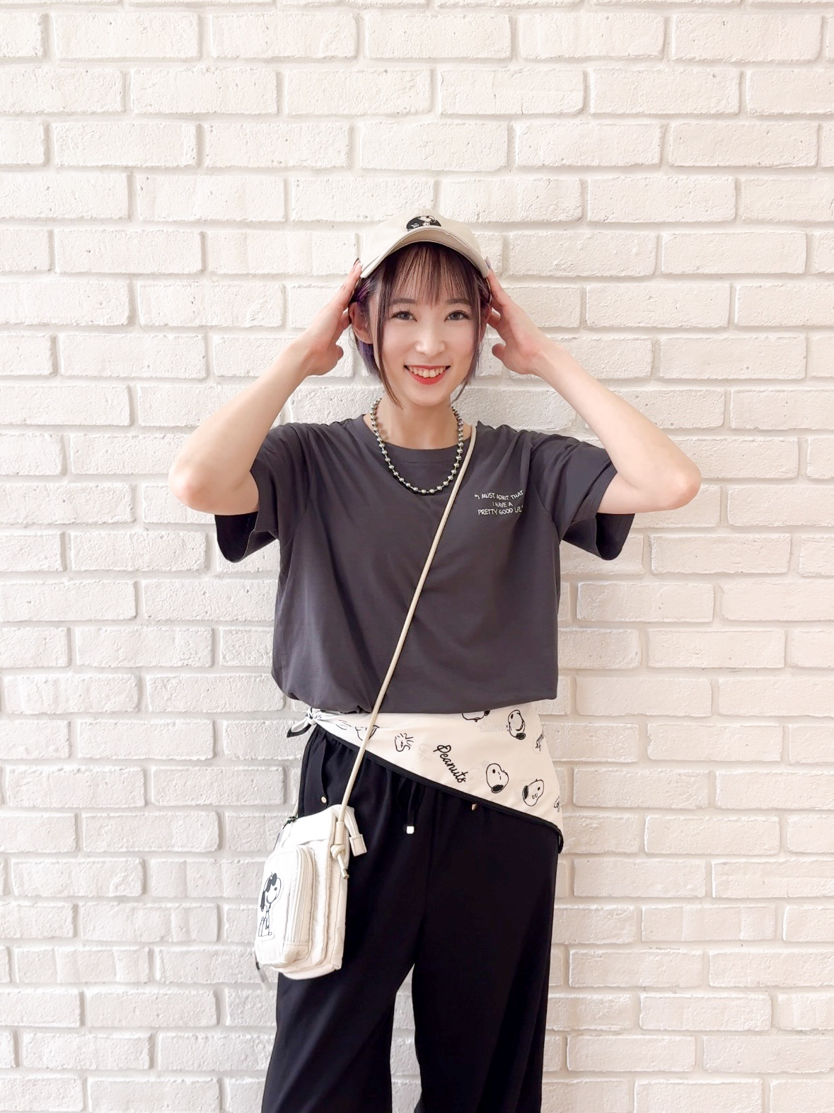𝐜𝐡𝐢𝐤𝐚さんの「SHOO･LA･RUE｜【PEANUTS】ひんやりプリントTシャツ」を使ったコーディネート