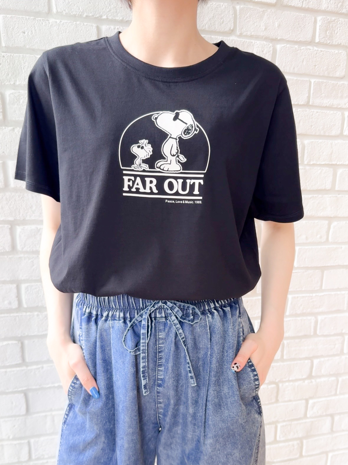 𝐜𝐡𝐢𝐤𝐚さんの「SHOO･LA･RUE｜【PEANUTS】ひんやりプリントTシャツ」を使ったコーディネート