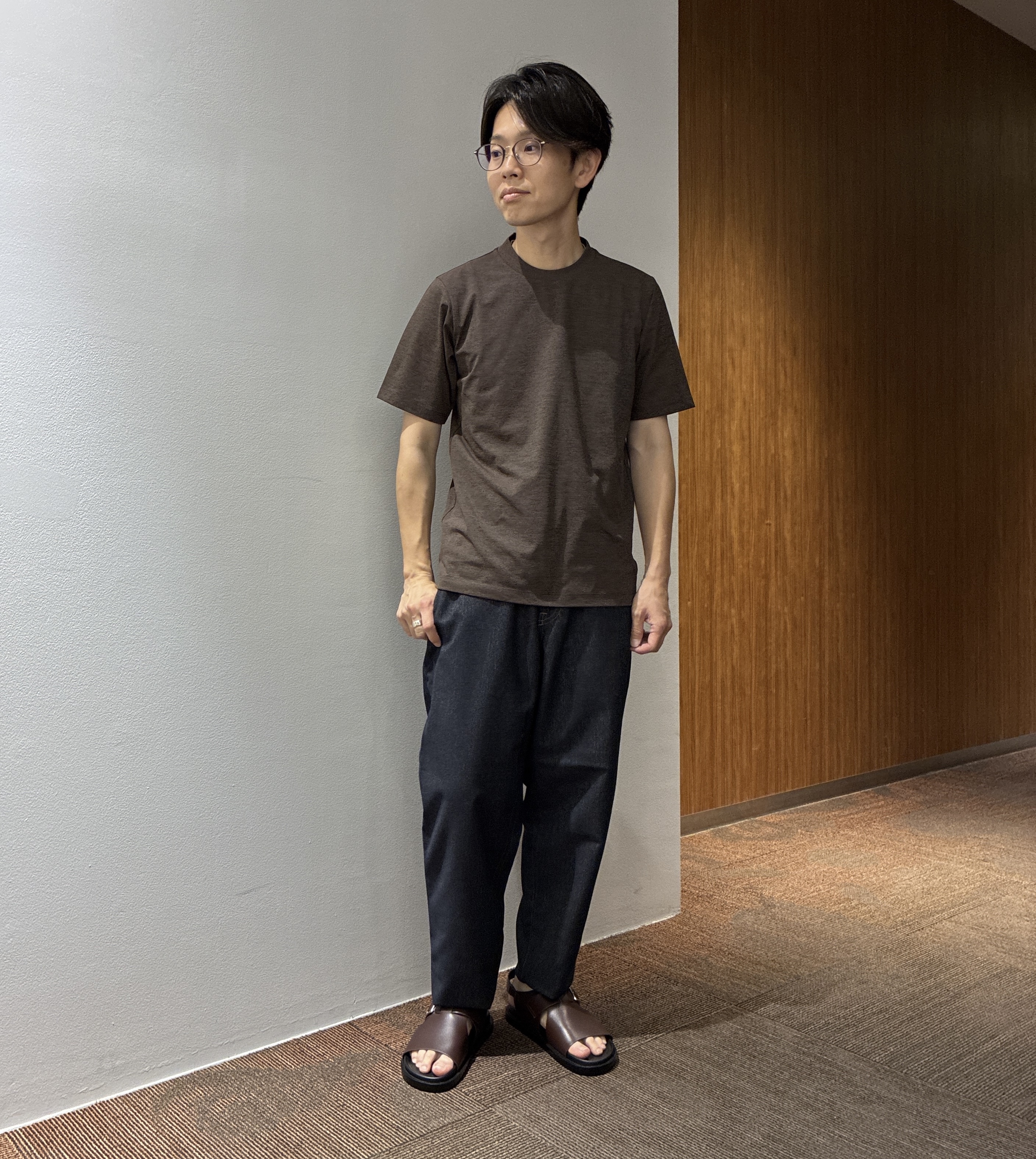 わいずみさんの「TAKEO KIKUCHI｜【通気性】トリコットサッカー オープンカラー シャツ」を使ったコーディネート