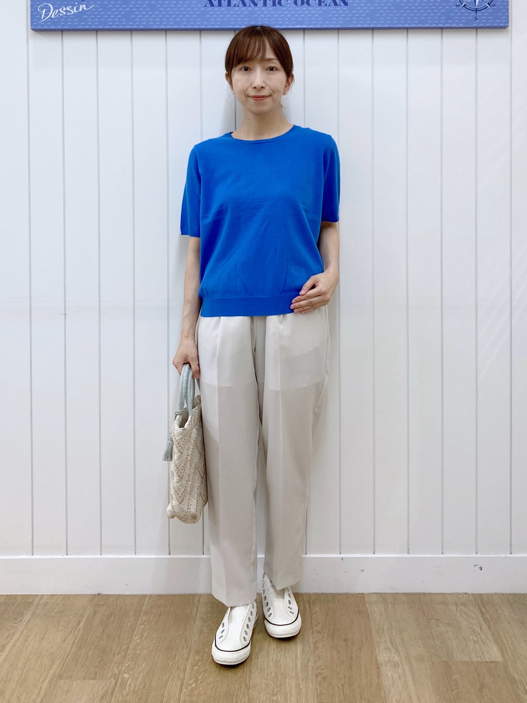 yoshiさんの「Dessin｜【9色展開/接触冷感/UVカット】ドライタッチサマーニットT」を使ったコーディネート