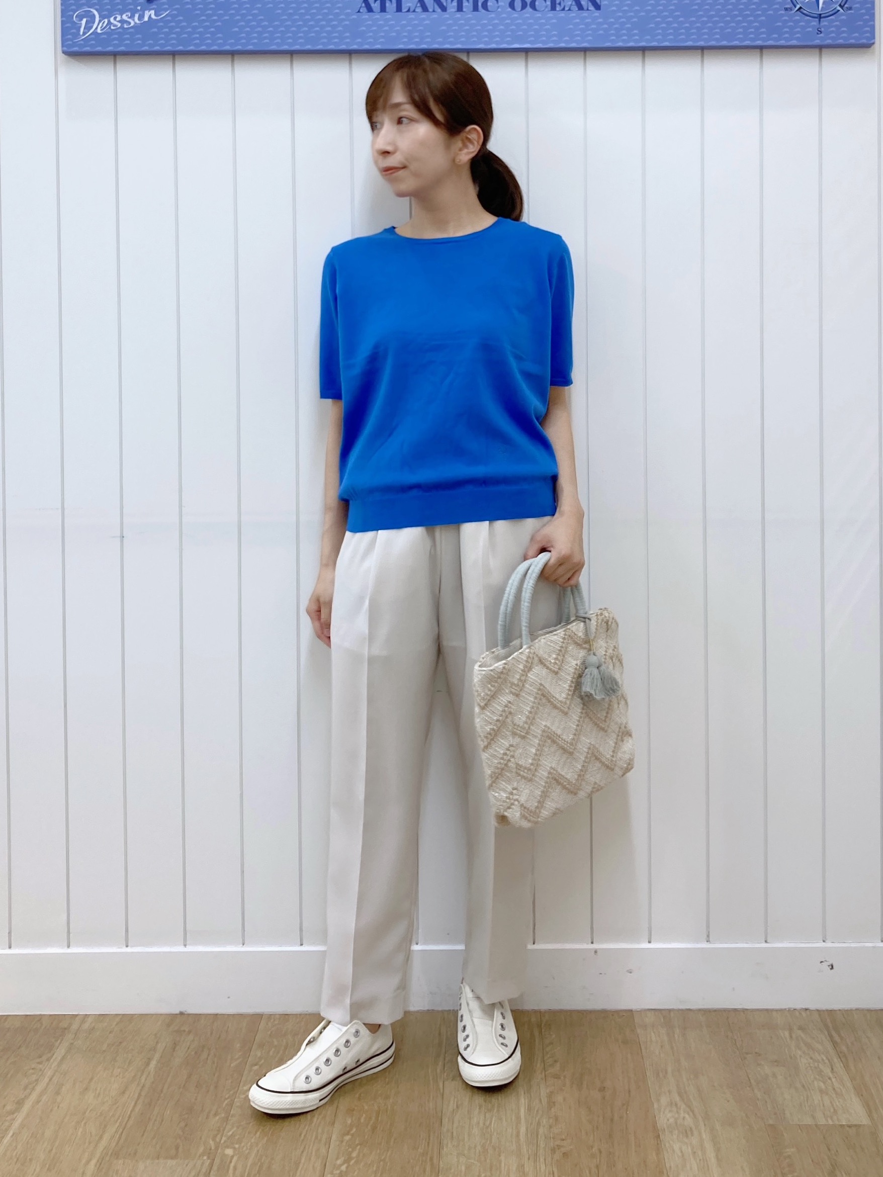 yoshiさんの「Dessin｜【9色展開/接触冷感/UVカット】ドライタッチサマーニットT」を使ったコーディネート