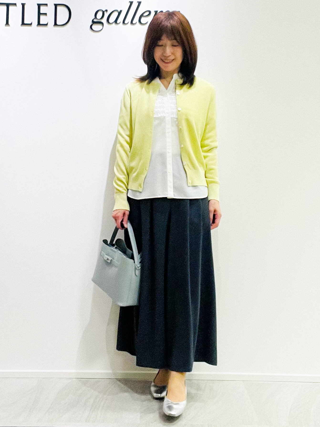 めいさんの「UNTITLED｜【アンサンブル可】ラメ混クルーネックカーディガン」を使ったコーディネート