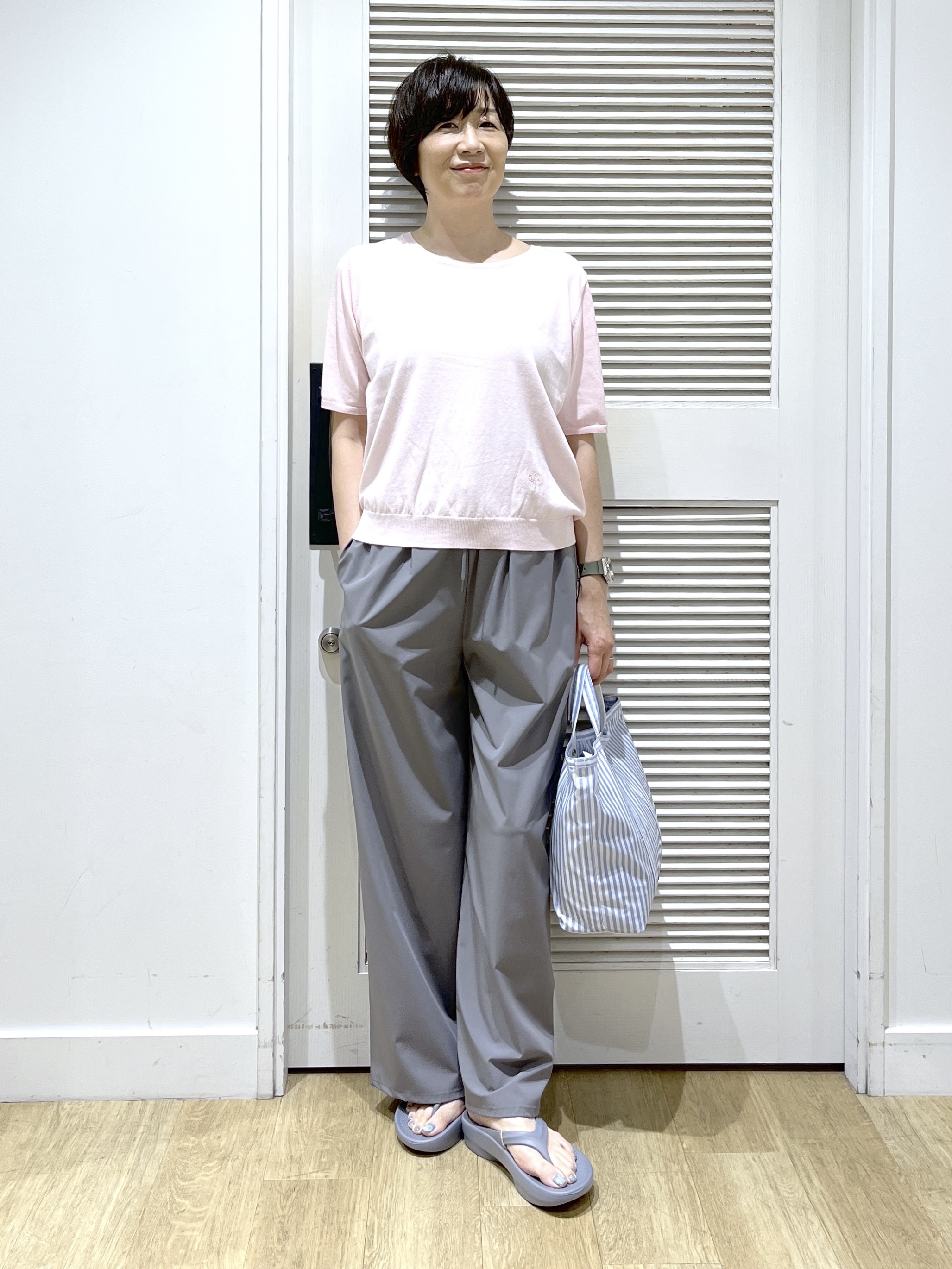 Miyazakiさんの「Dessin｜【9色展開/接触冷感/UVカット】ドライタッチサマーニットT」を使ったコーディネート