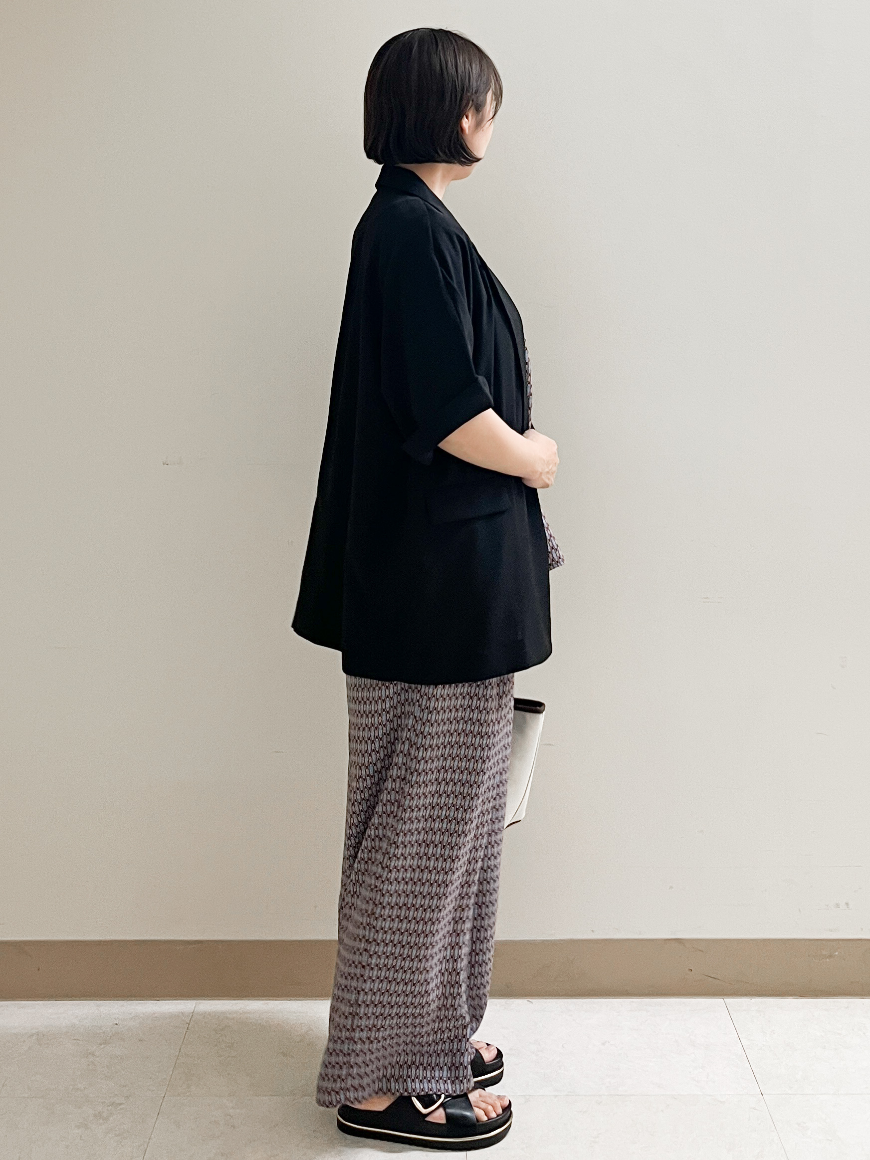 あかねさんの「OPAQUE.CLIP｜【接触冷感／吸水速乾／防シワ】リネンライクテーラードジャケット《洗濯機OK》」を使ったコーディネート