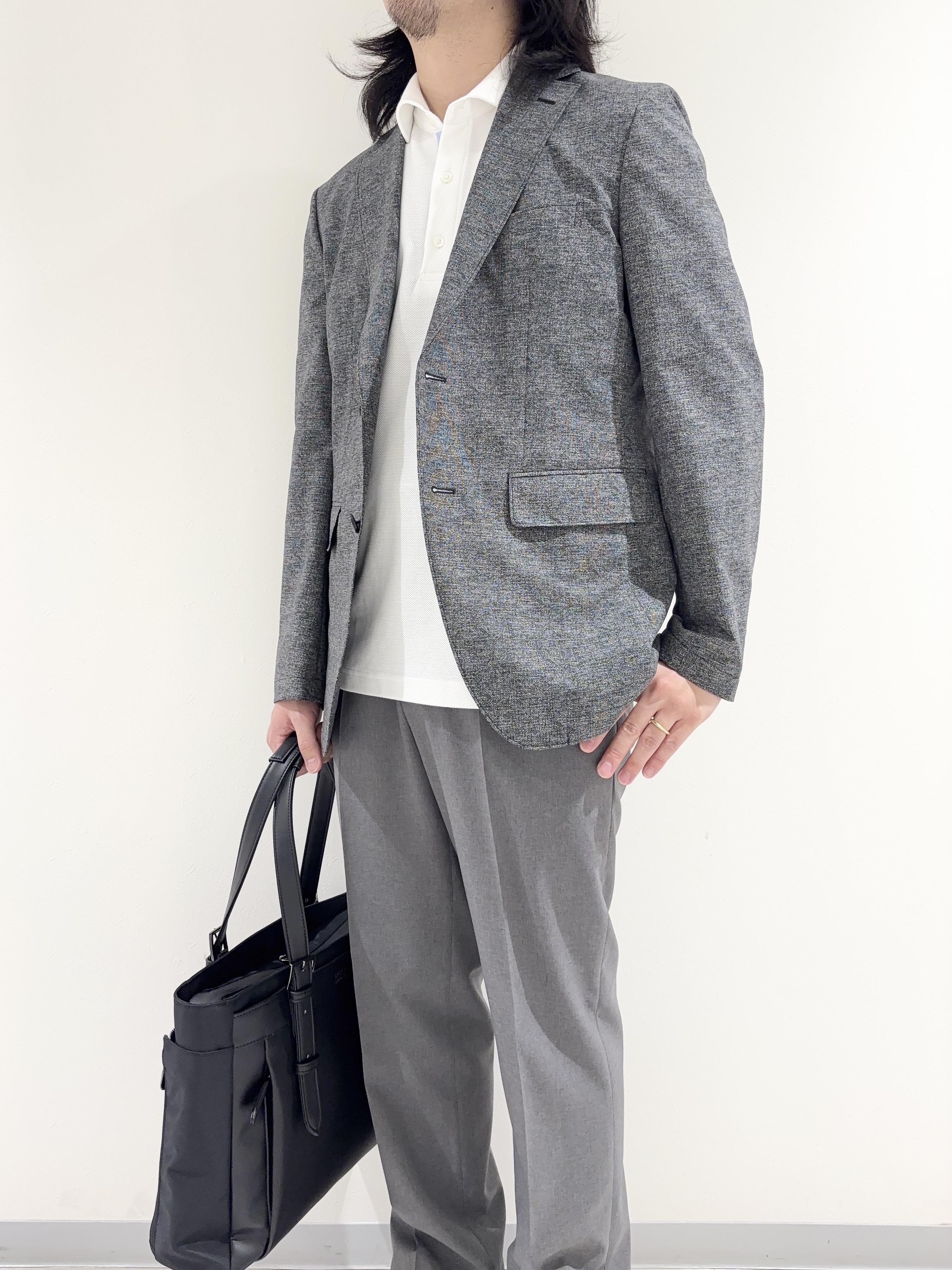 及川さんの「TAKEO KIKUCHI｜【抗菌防臭】COOL DOTS（R）ドビープリント ジャケット」を使ったコーディネート