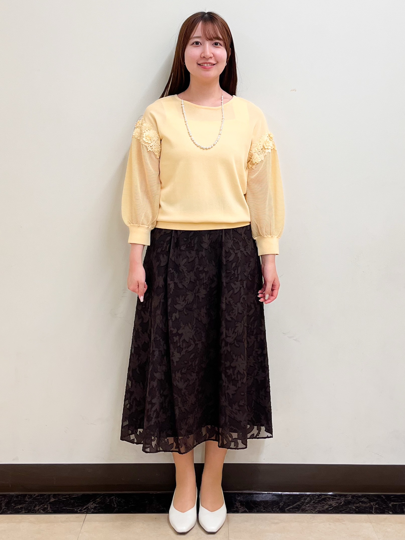 mikikoさんの「Reflect｜【前後2WAY】レーススリーブデザインニット」を使ったコーディネート