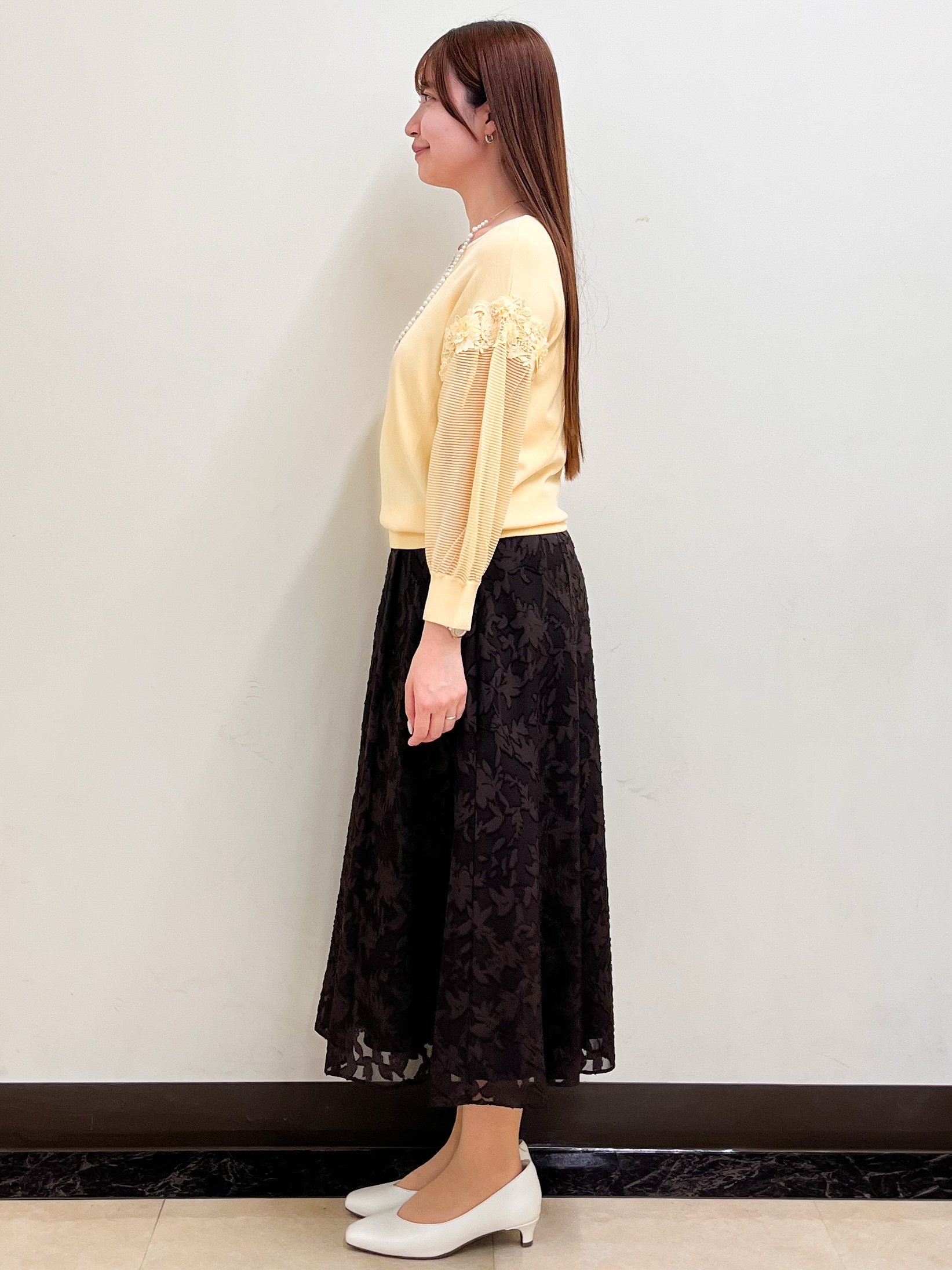 mikikoさんの「Reflect｜【前後2WAY】レーススリーブデザインニット」を使ったコーディネート