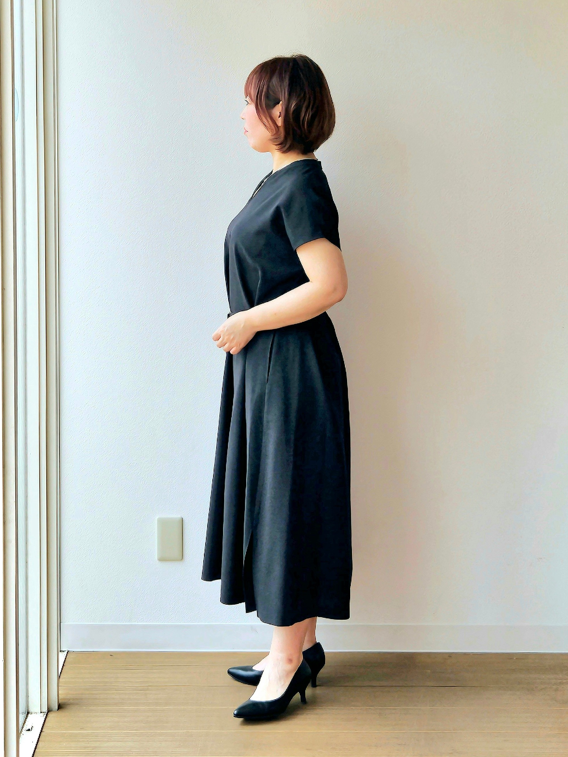 やじまさんの「UNTITLED｜【UV/接触冷感/遮熱/通気性】スラブバンドカラーワンピース」を使ったコーディネート