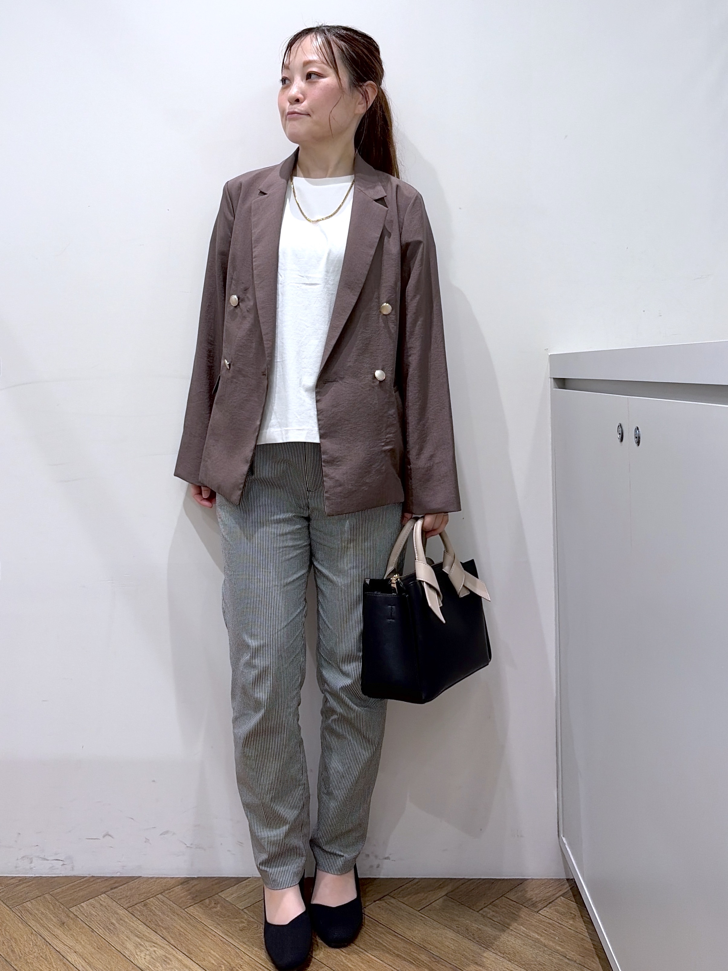 Junさんの「index｜《再入荷》ダブルブレストテーラードジャケット【接触冷感／吸水速乾／イージーアイロン／防シワ／洗濯機O」を使ったコーディネート