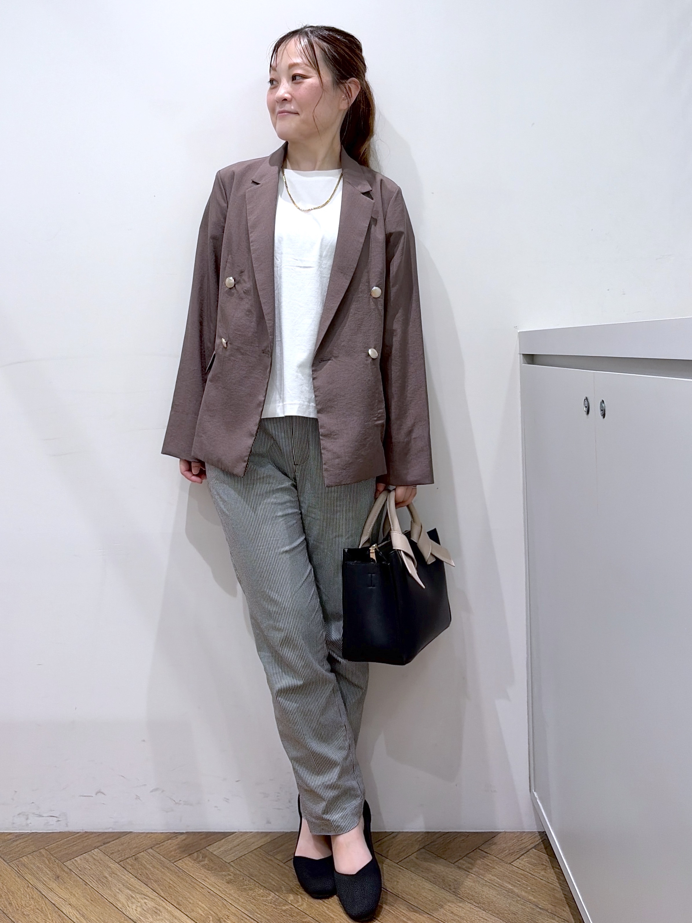 Junさんの「index｜《再入荷》ダブルブレストテーラードジャケット【接触冷感／吸水速乾／イージーアイロン／防シワ／洗濯機O」を使ったコーディネート