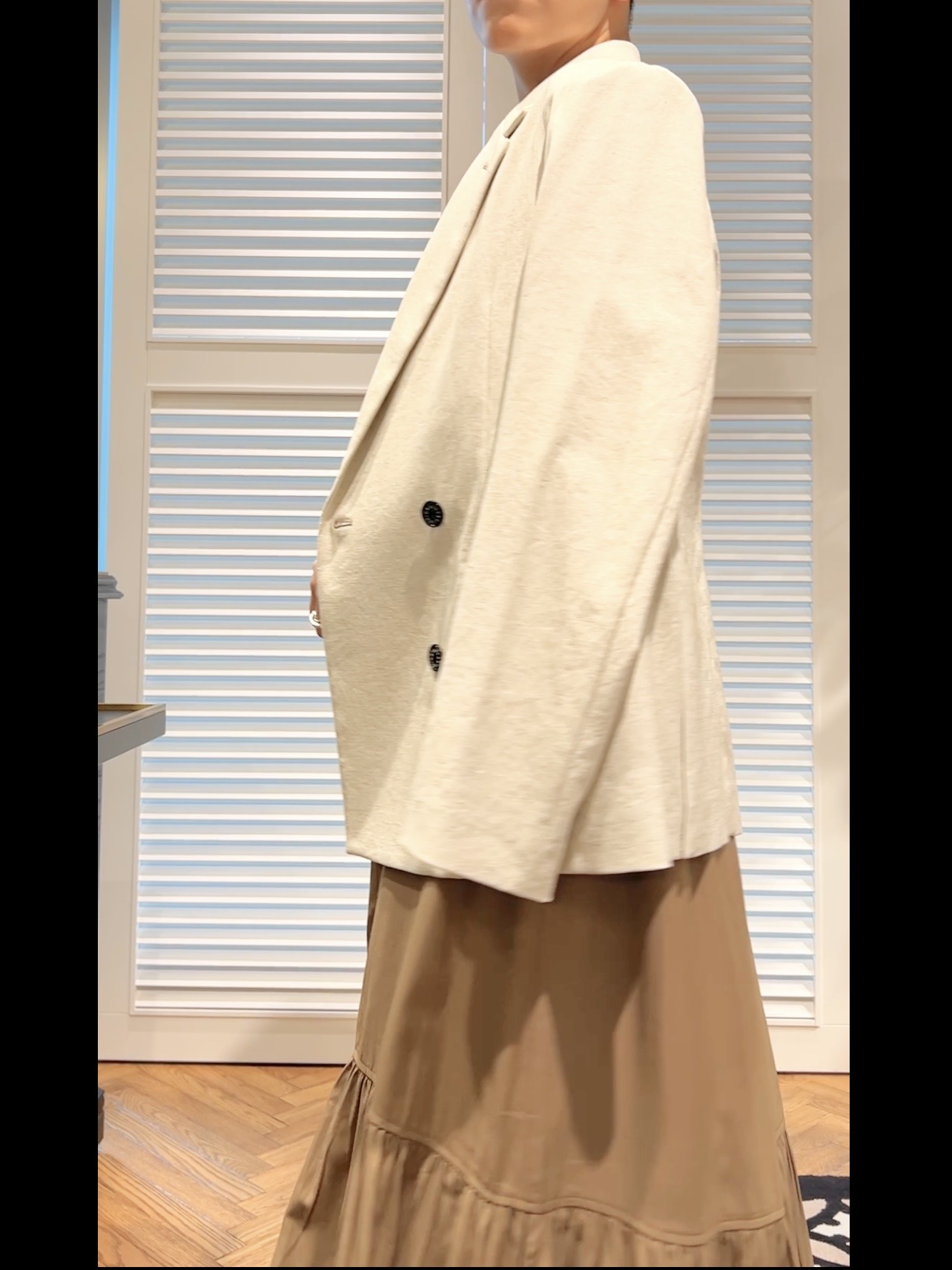 OCHIAIさんの「DRESSTERIOR｜【セットアップ可/吸水速乾/ウォッシャブル】リネンブレンドオックスダブルジャケット」を使ったコーディネート
