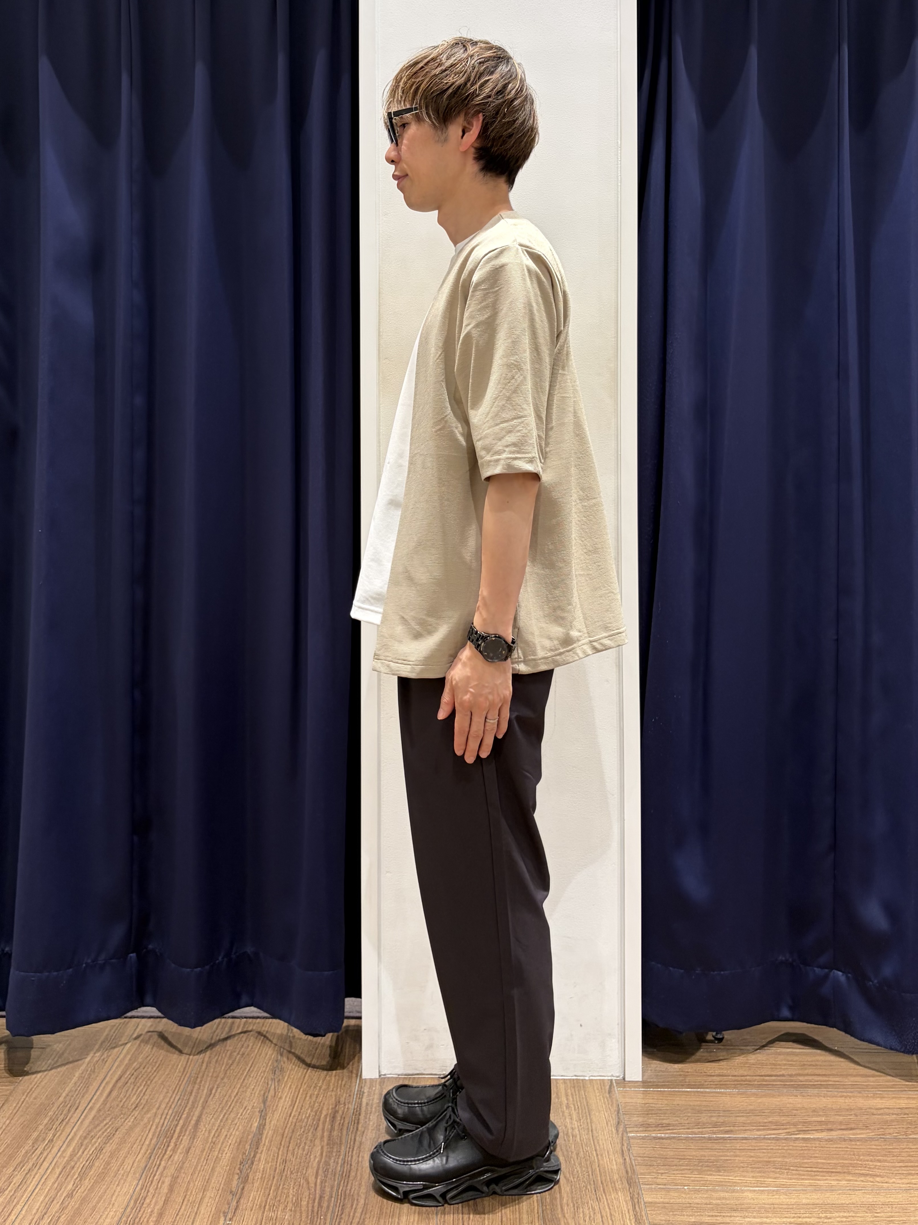 つーじーさんの「THE SHOP TK｜メッシュ五分袖カーディガン＋半袖Tシャツ セットアイテム 洗濯機OK」を使ったコーディネート