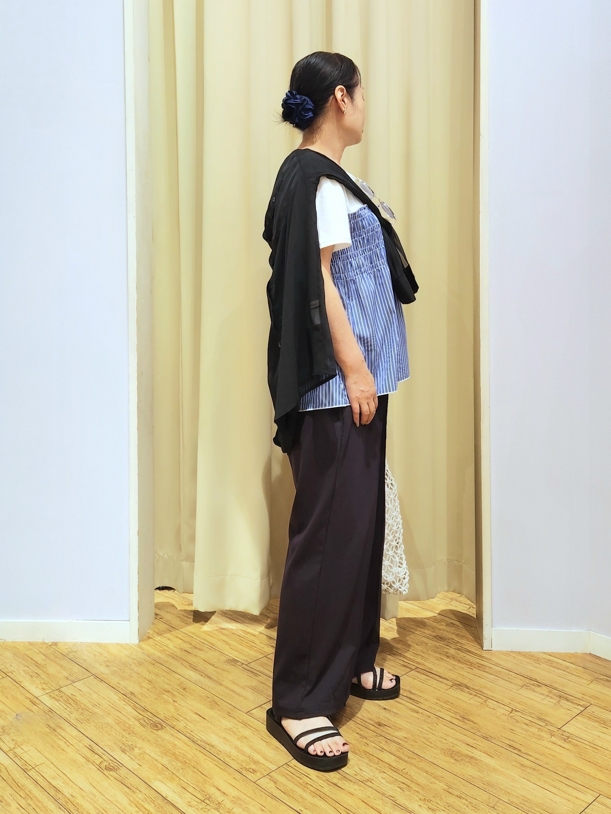 くまさんの「SHOO･LA･RUE｜【S-LL/洗濯機可】着るだけサマ見え 柄アソートビスチェ風ドッキングTシャツ」を使ったコーディネート