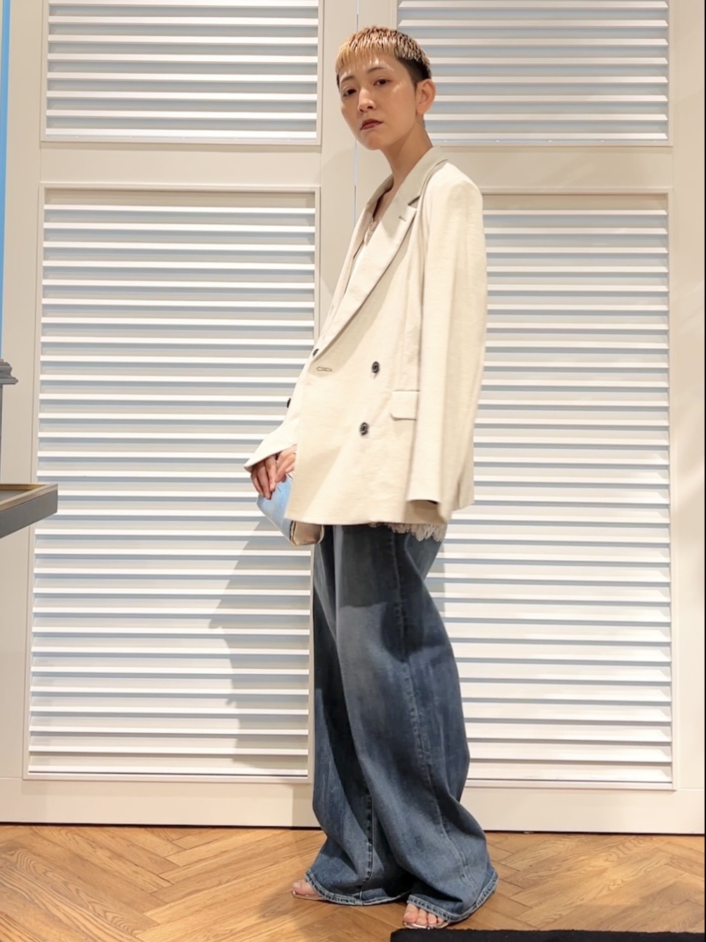 OCHIAIさんの「DRESSTERIOR｜【セットアップ可/吸水速乾/ウォッシャブル】リネンブレンドオックスダブルジャケット」を使ったコーディネート