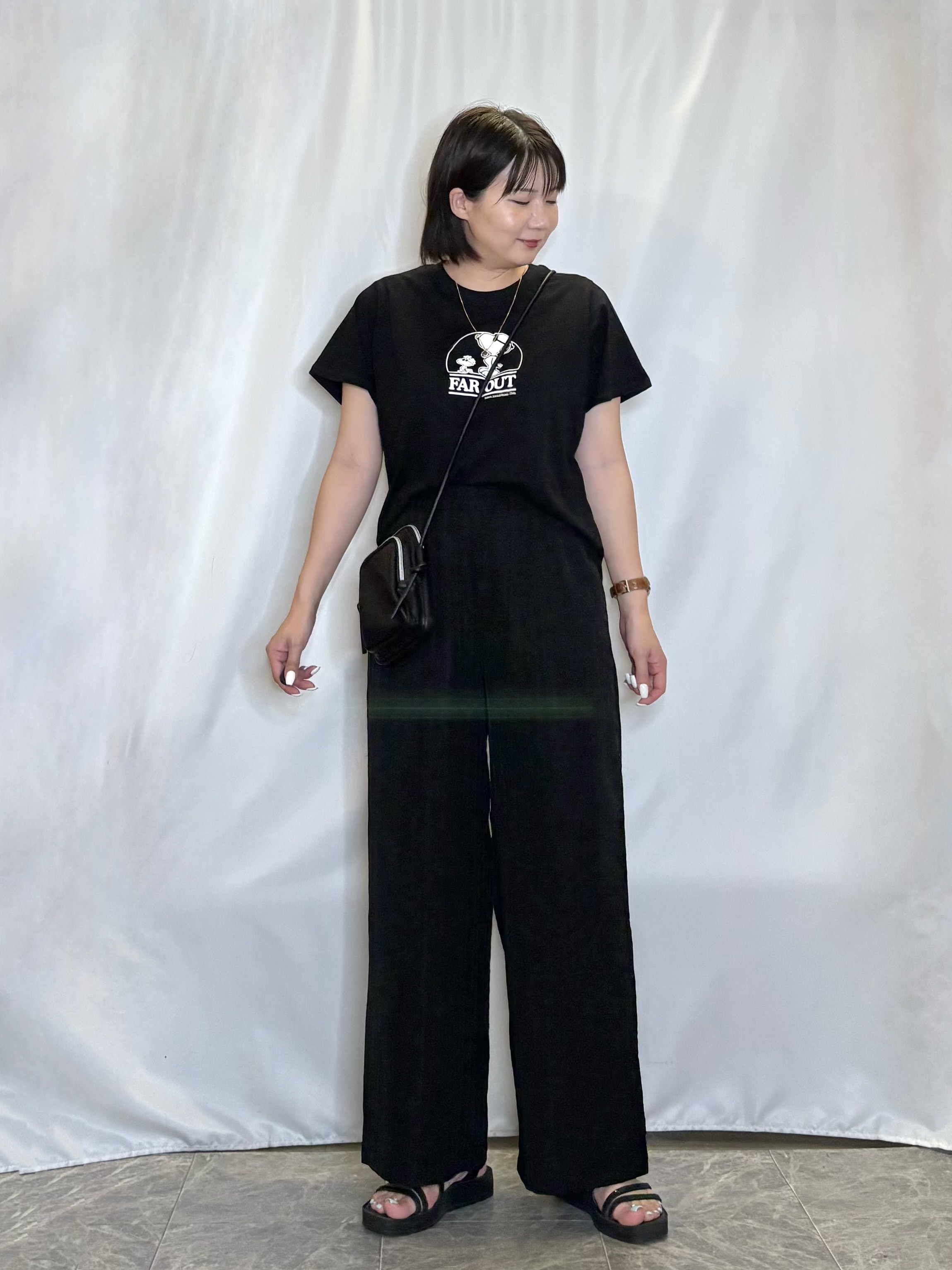 ネリさんの「SHOO･LA･RUE｜【PEANUTS】ひんやりプリントTシャツ」を使ったコーディネート
