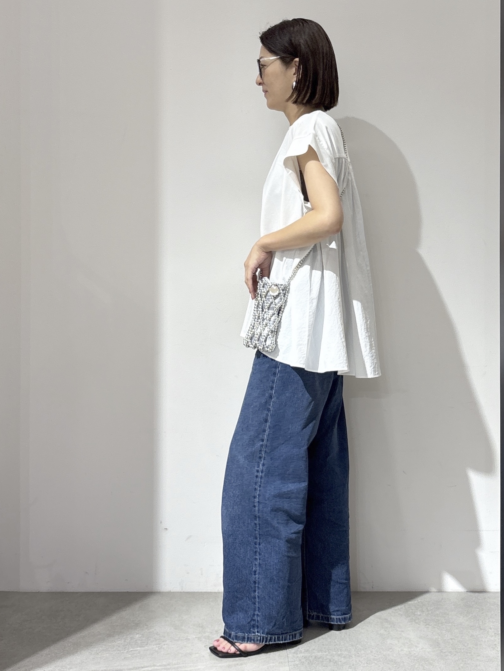 NAKAさんの「OPAQUE.CLIP｜【接触冷感】バックフレアドッキングカットソー《洗濯機OK》」を使ったコーディネート