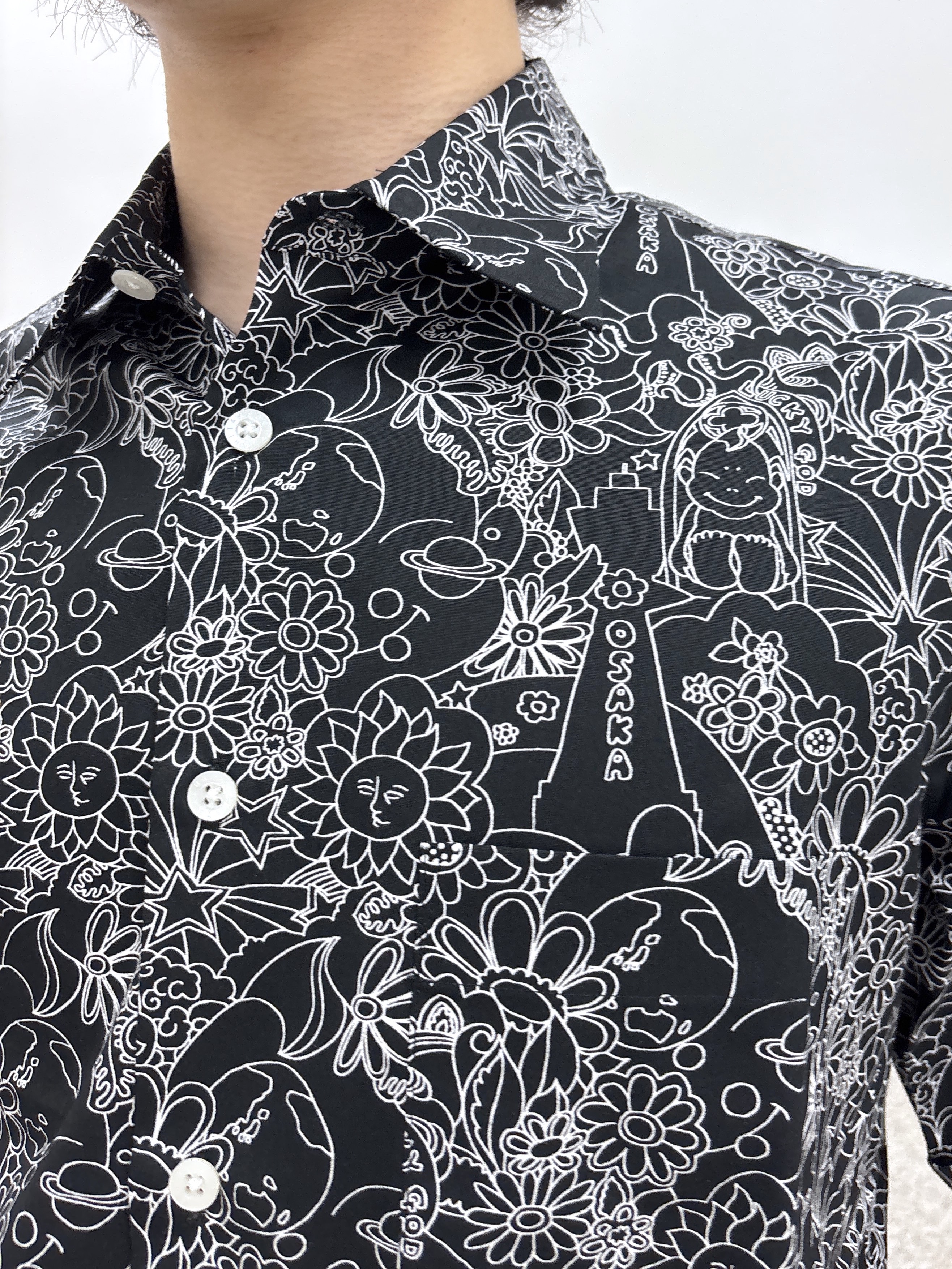 KEIさんの「TAKEO KIKUCHI｜【BOWLER HAT LABEL】ビリケンさんプリント 半袖シャツ」を使ったコーディネート