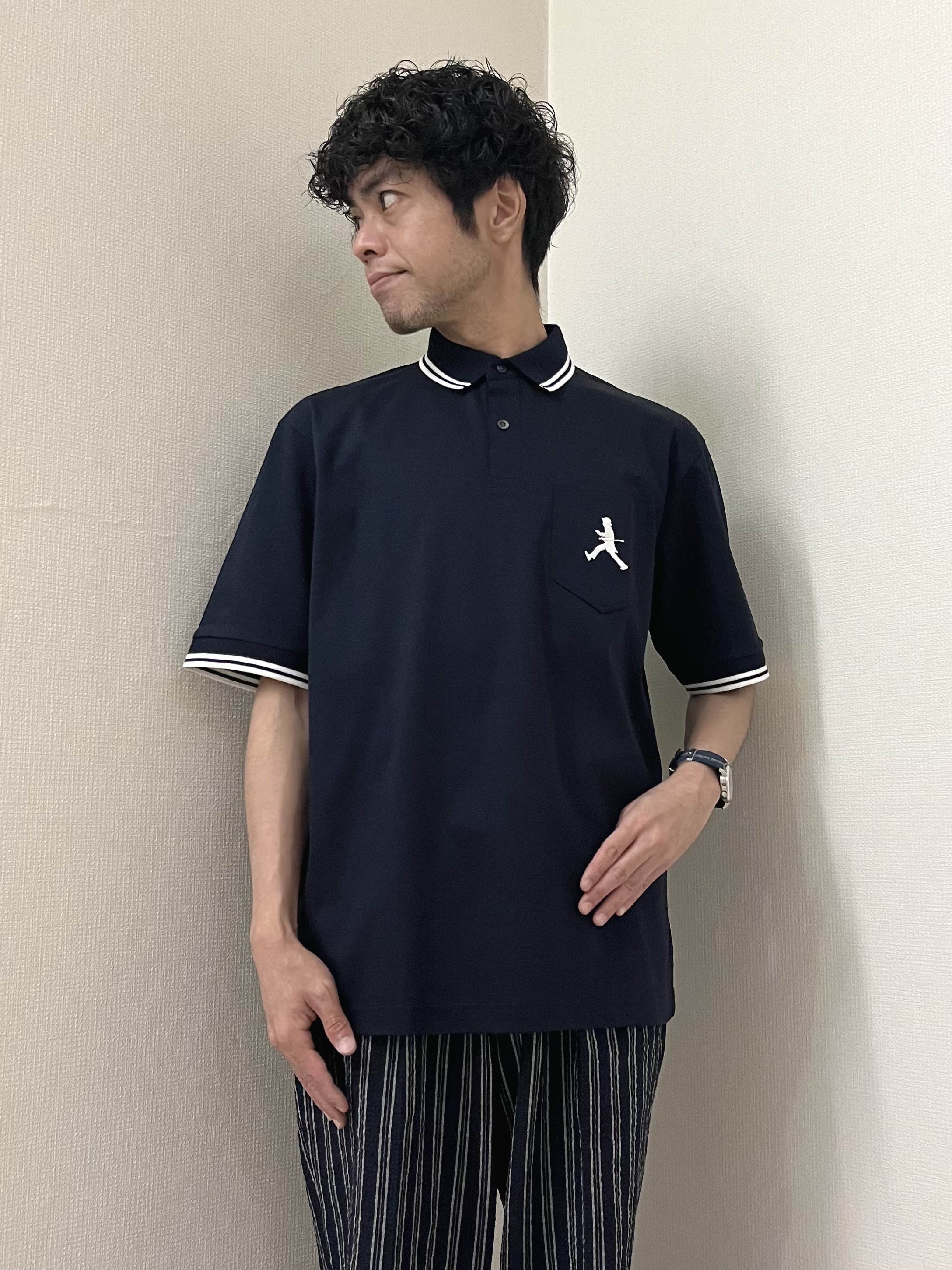 URAさんの「TAKEO KIKUCHI｜【BOWLER HAT LABEL】アイスクリアコットン ボーラーハットウォーカー ポロシャツ」を使ったコーディネート