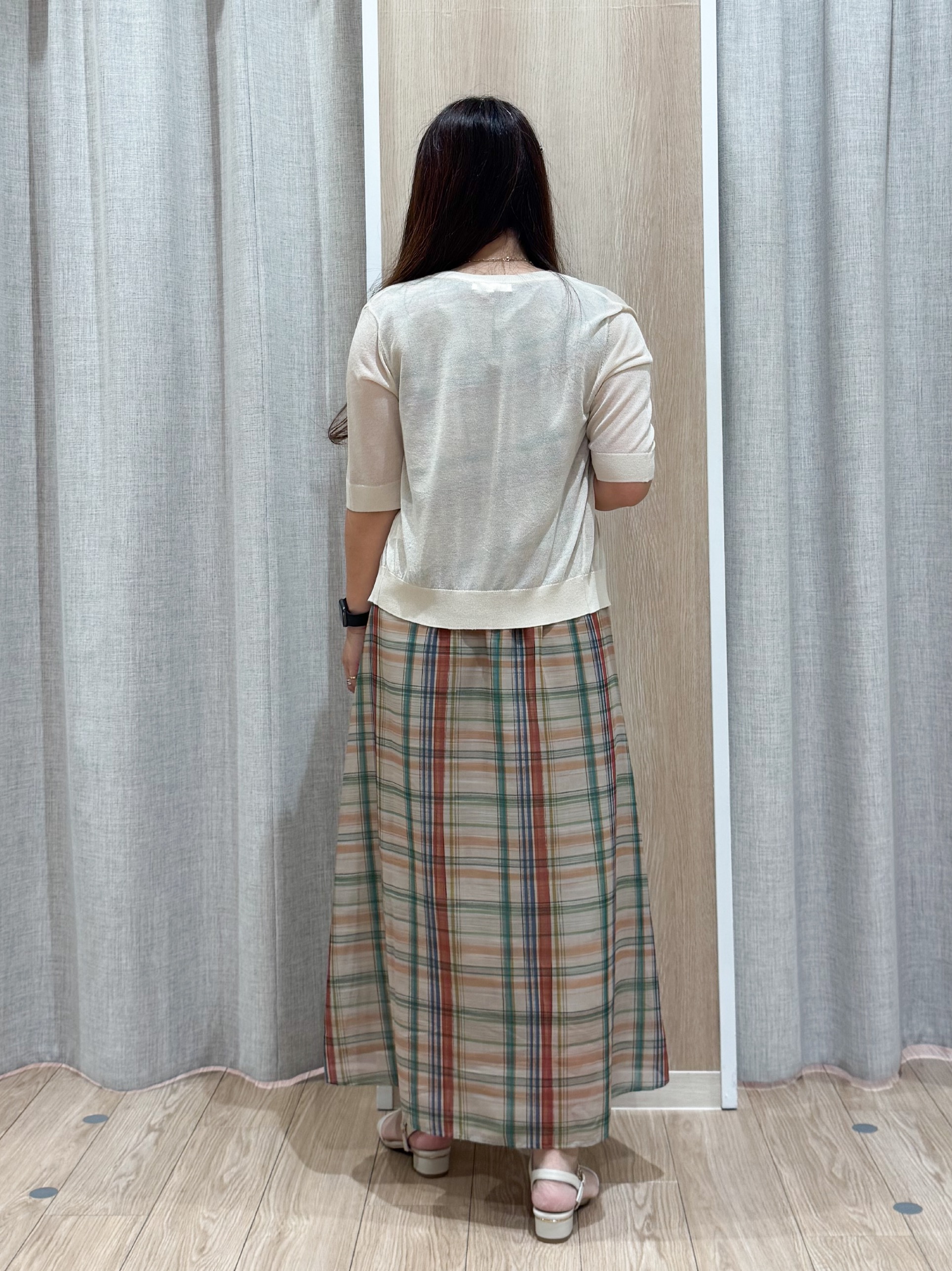 sachiさんの「grove｜【洗える】大人のシアーニットカーディガン」を使ったコーディネート
