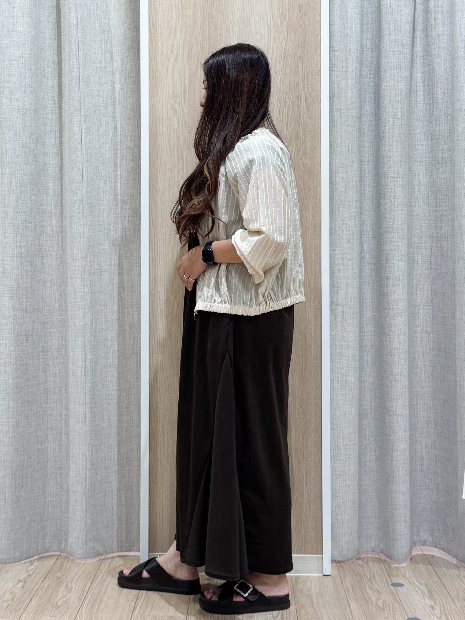 sachiさんの「grove｜気温調整にも◎ブラウス感覚で羽織れるシアーブルゾン」を使ったコーディネート