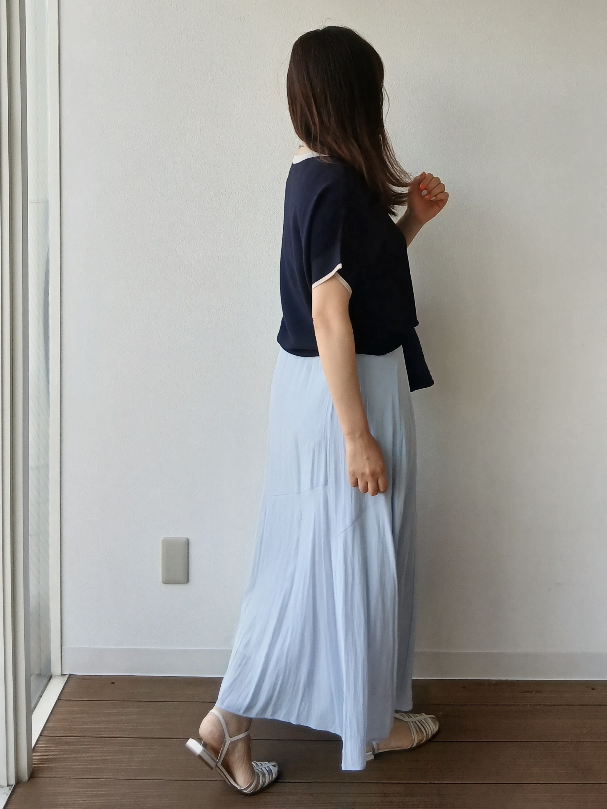 なみきさんの「UNTITLED｜【11色展開/体型カバー】前後2WAYフレンチスリーブニット」を使ったコーディネート