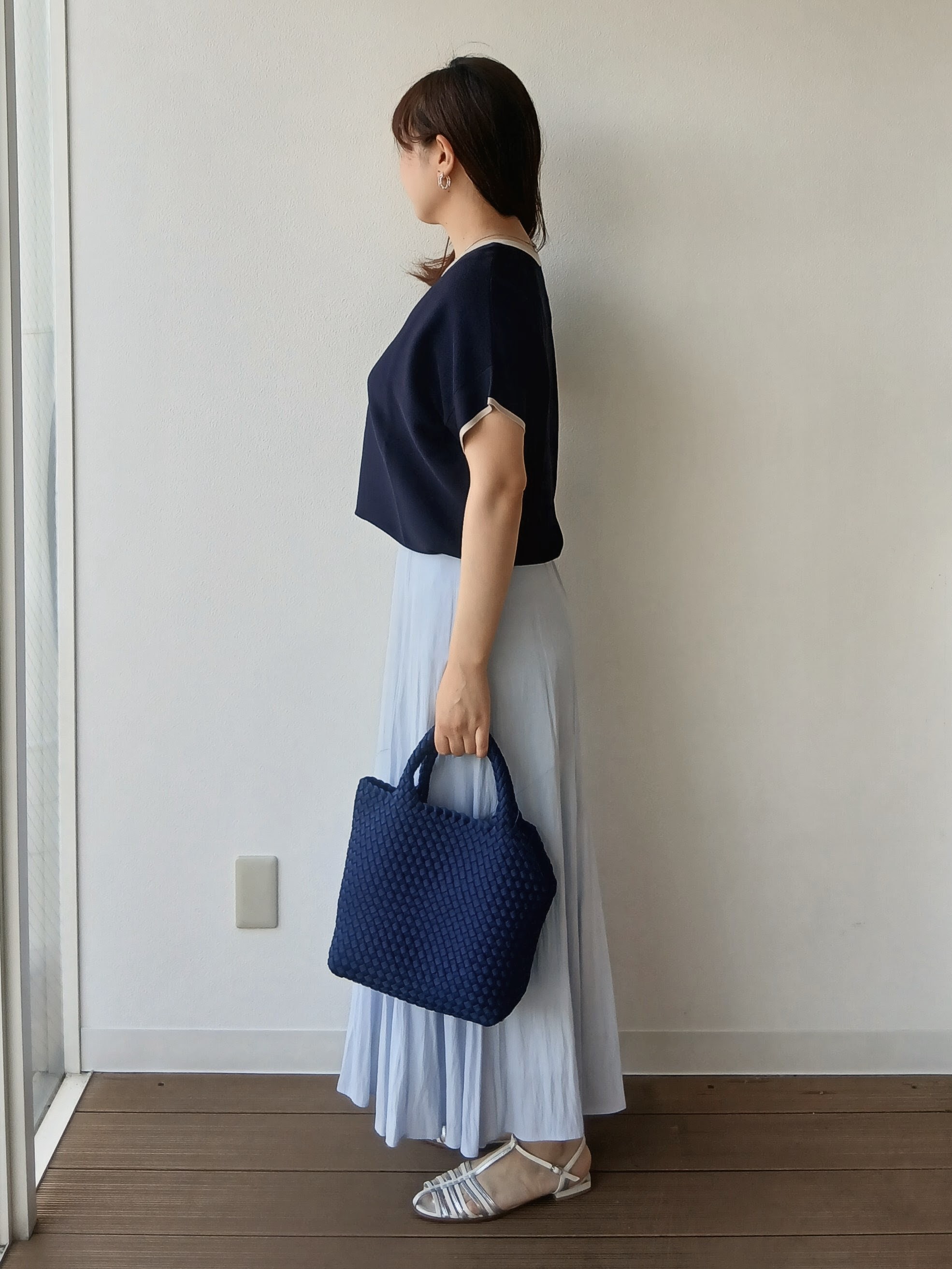 なみきさんの「UNTITLED｜【11色展開/体型カバー】前後2WAYフレンチスリーブニット」を使ったコーディネート
